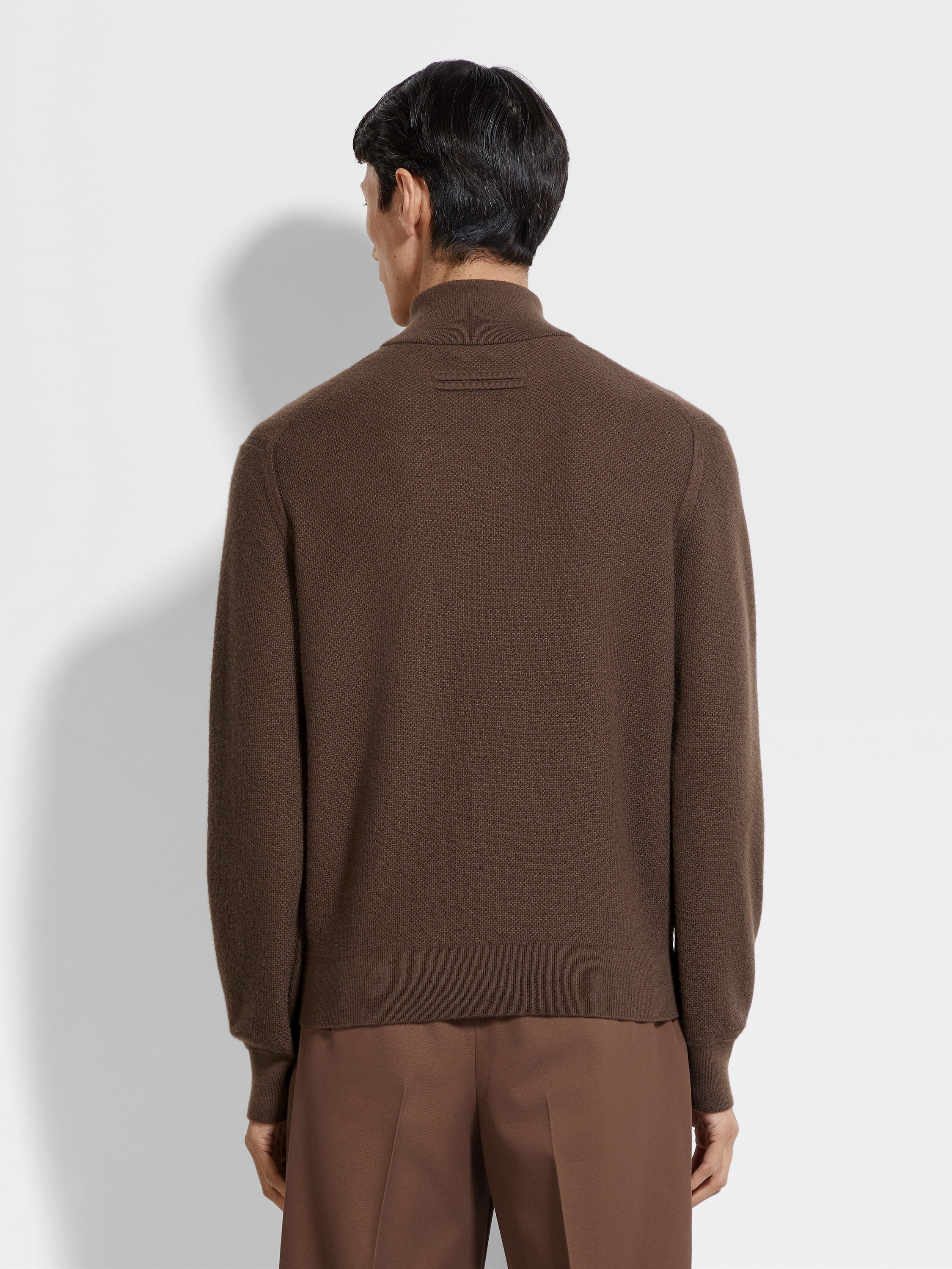 Brown Oasi Cashmere Zip Mock Neck Product detail photo #4