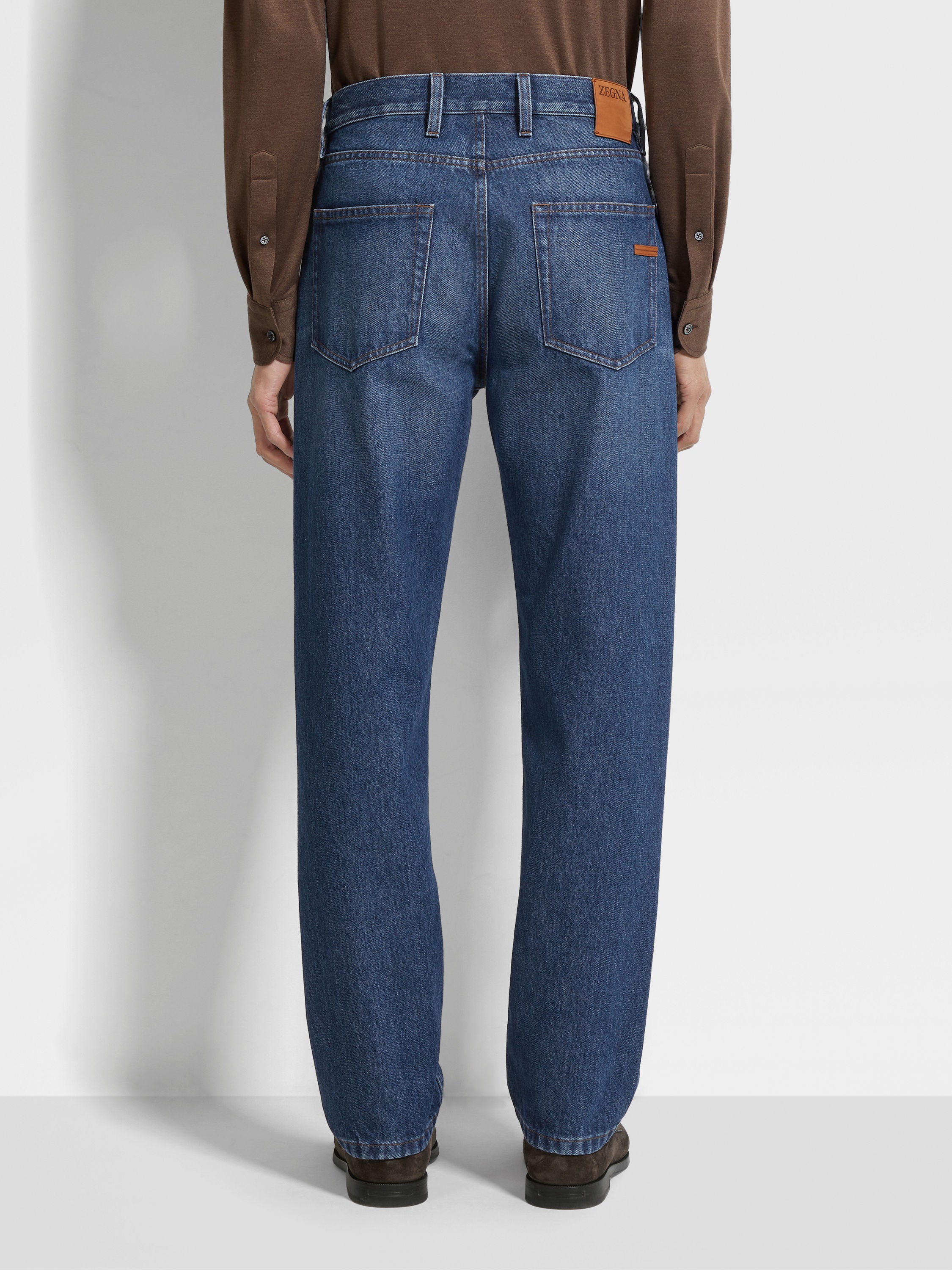 Ink Blue Stone-washed Cotton Roccia Jeans Product detail photo #5