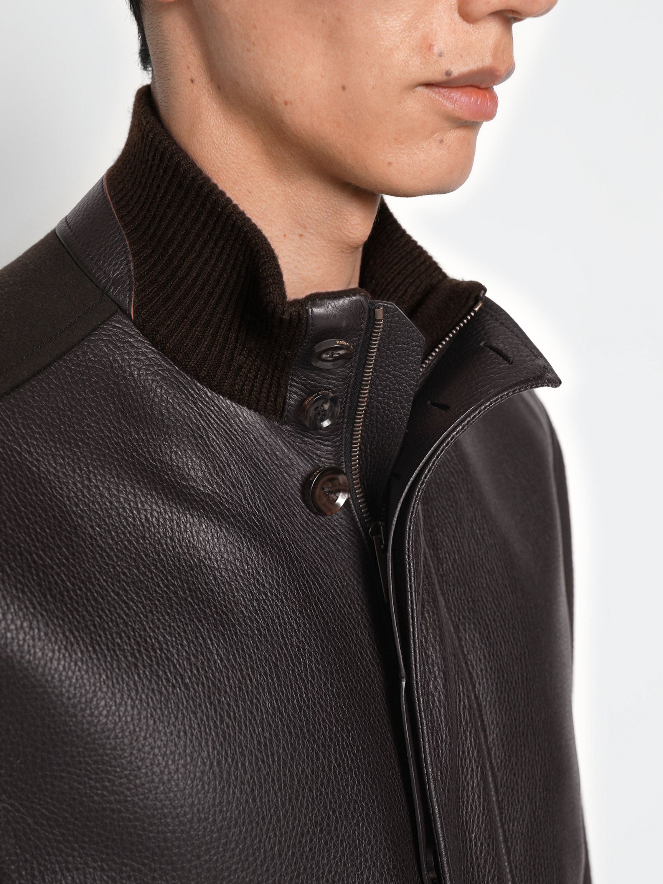 Vellus Aureum and Leather Blouson