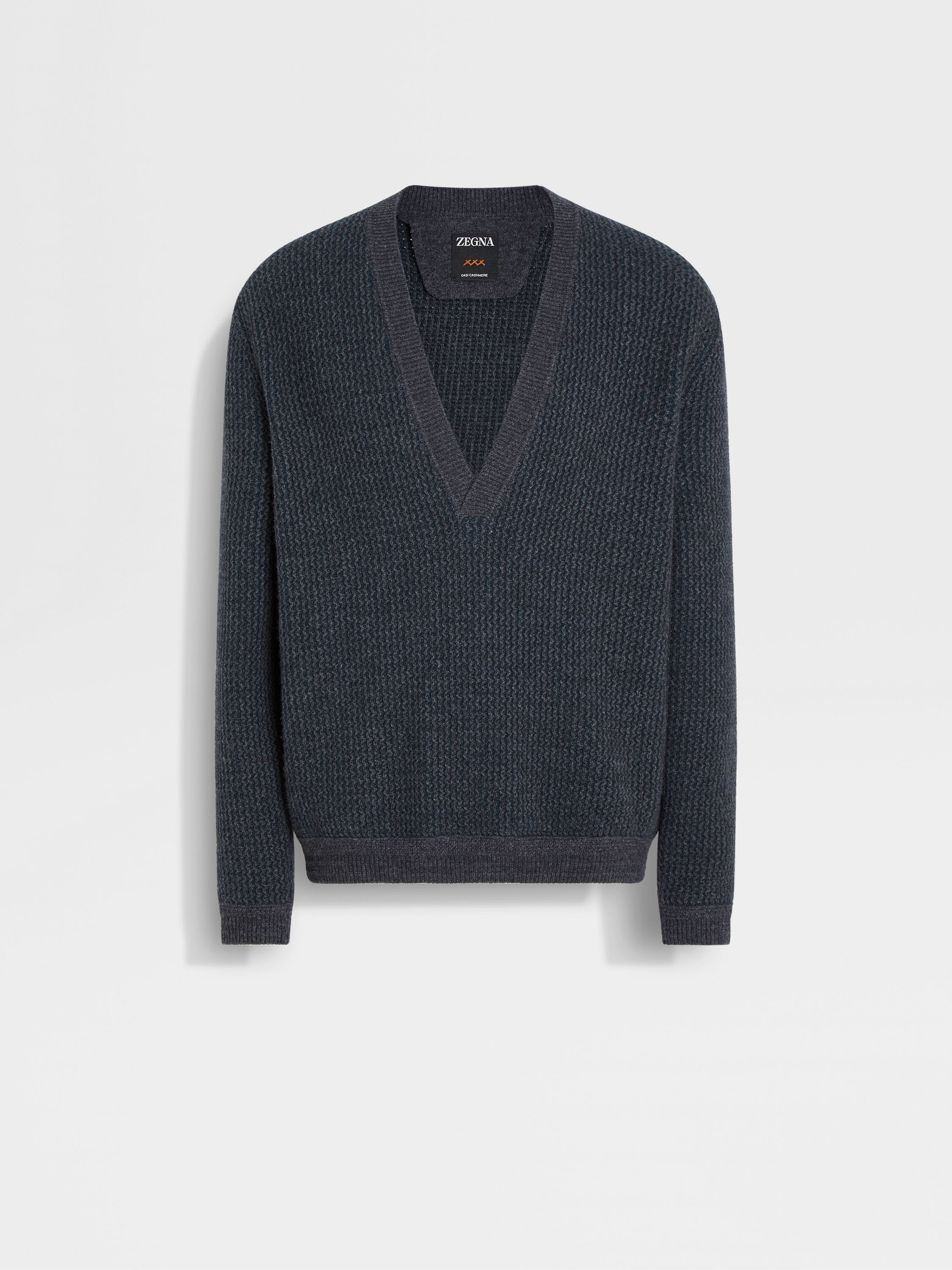 Grey and Dark Green Oasi Cashmere V-neck Main product photo