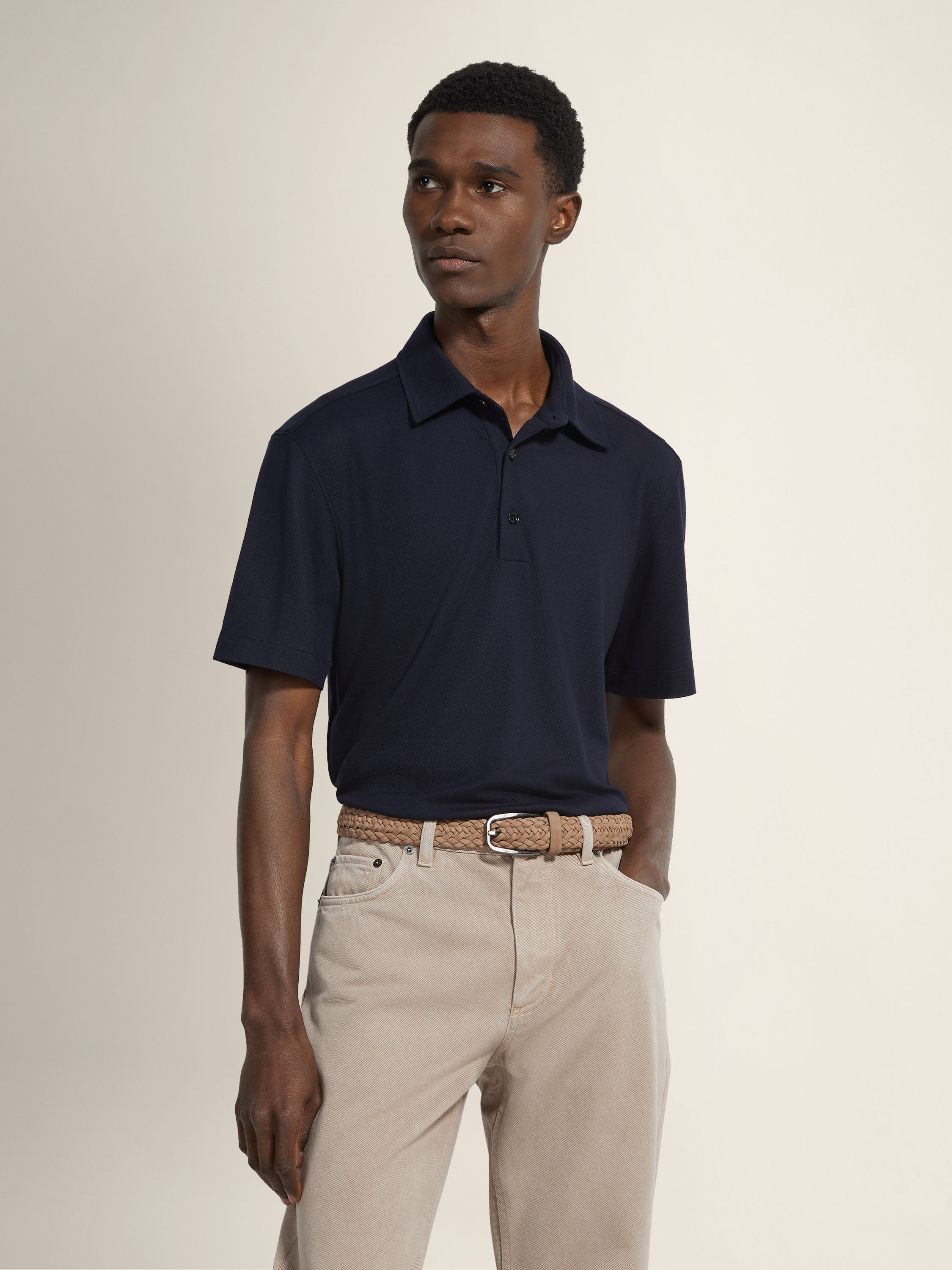 Ink Blue Vellus Aureum Polo Shirt Product detail photo #2