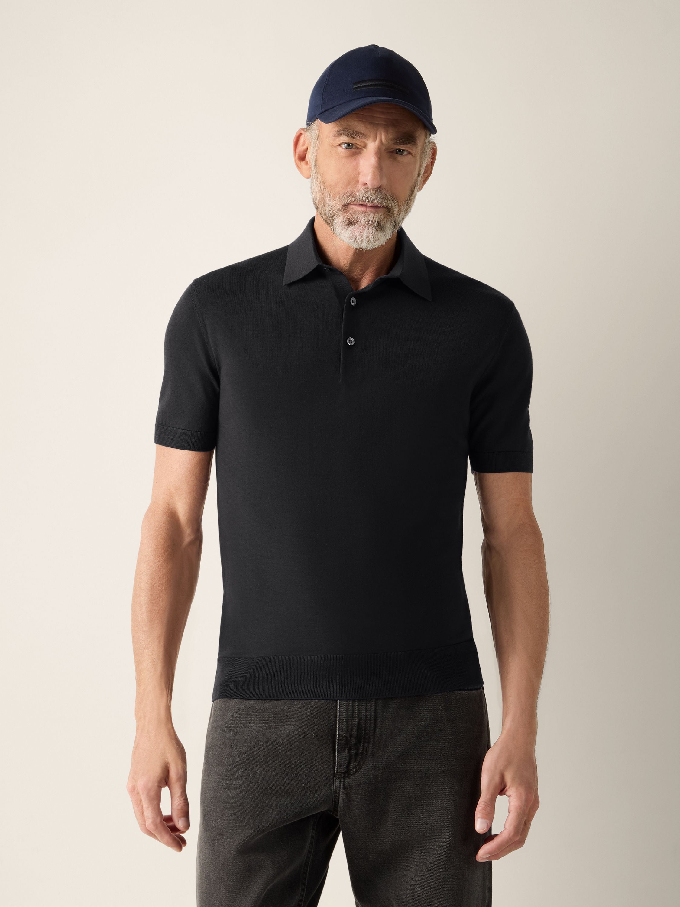 Black Wool Polo Shirt Product detail photo #2