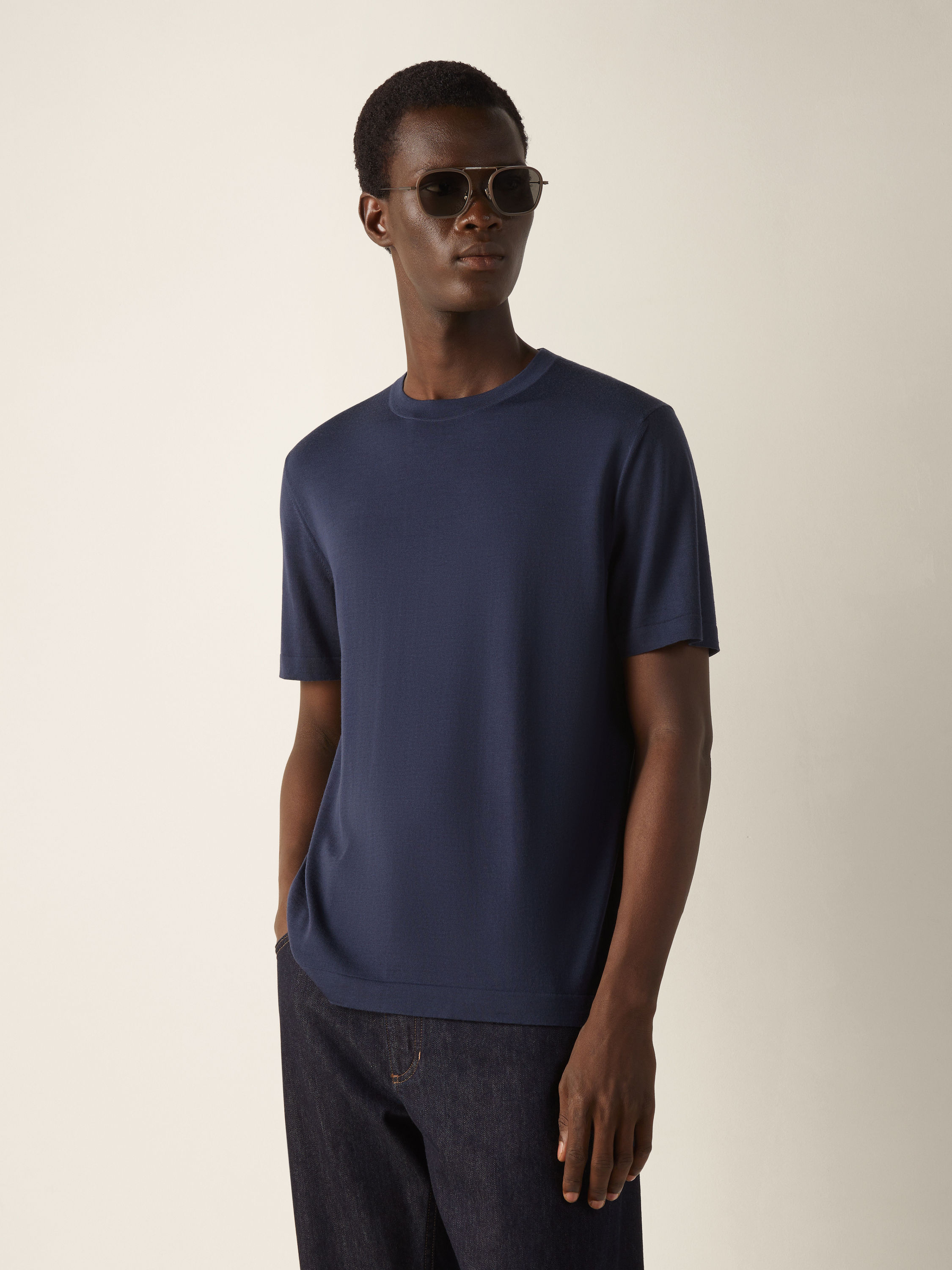 深靛蓝色 15milmil15 羊毛 T 恤 產品細節圖 #2