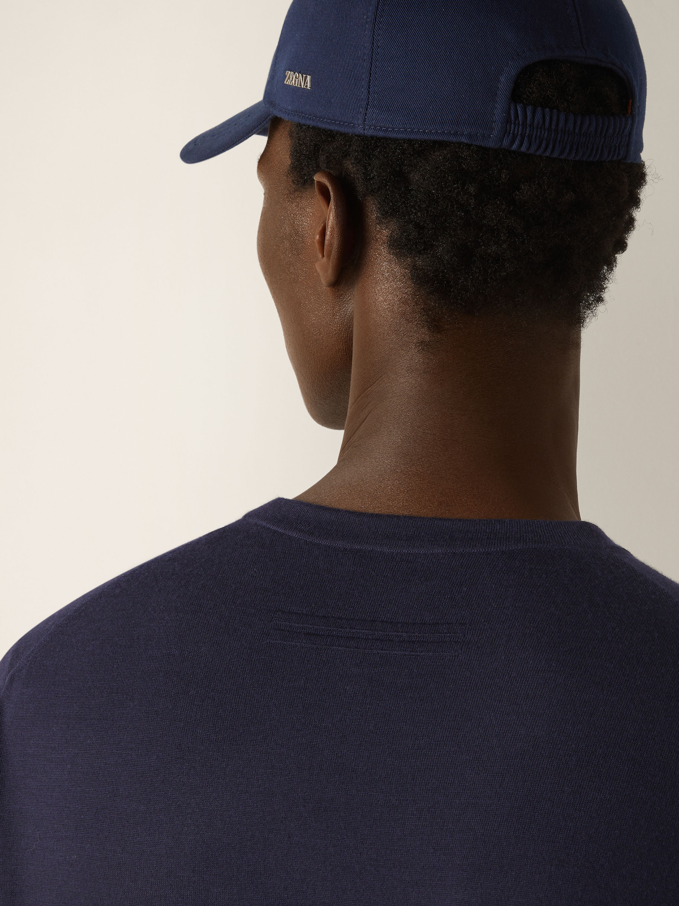Navy Blue Wool T-shirt Product detail photo #1