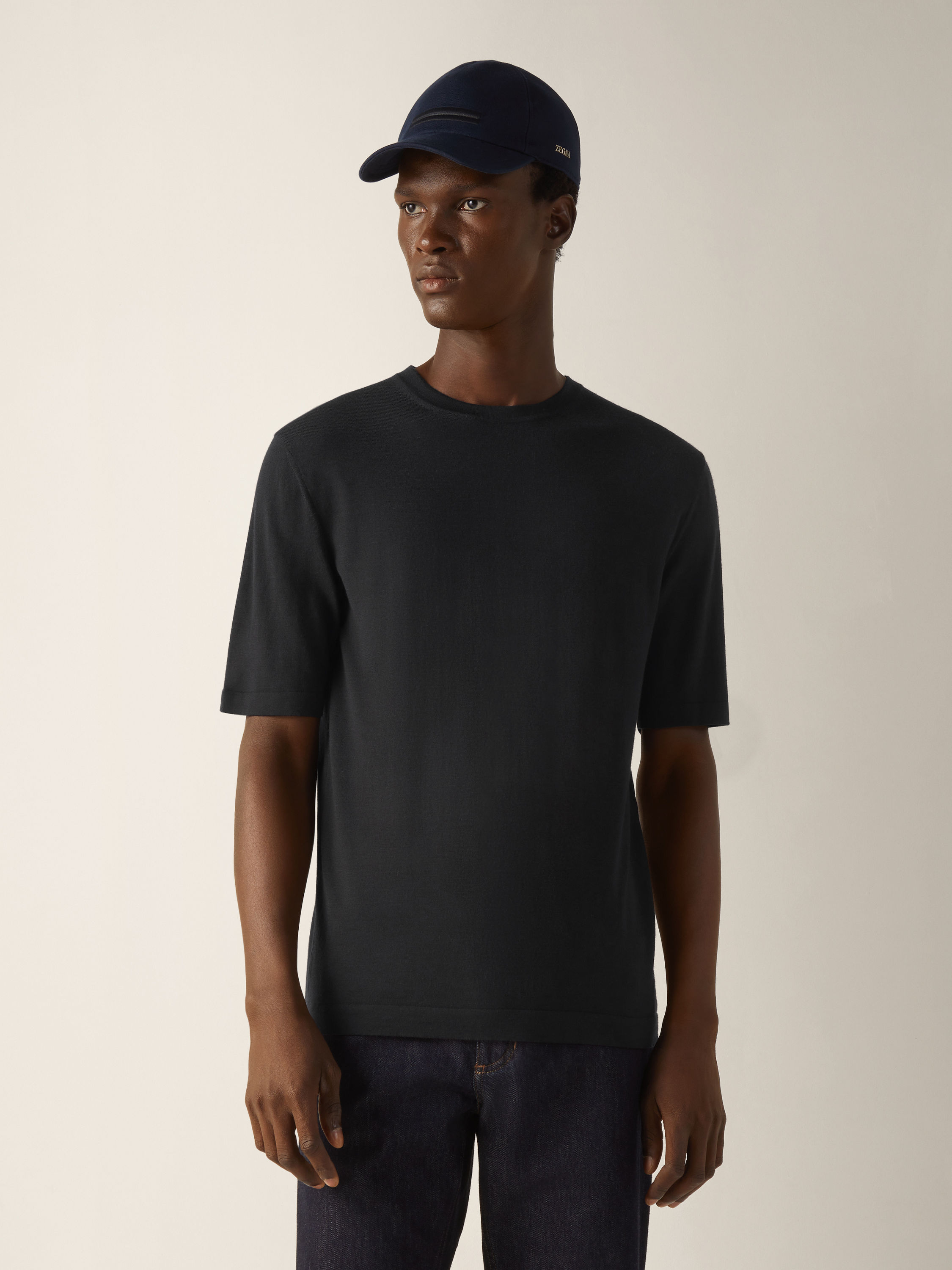 Black Wool T-shirt Product detail photo #2