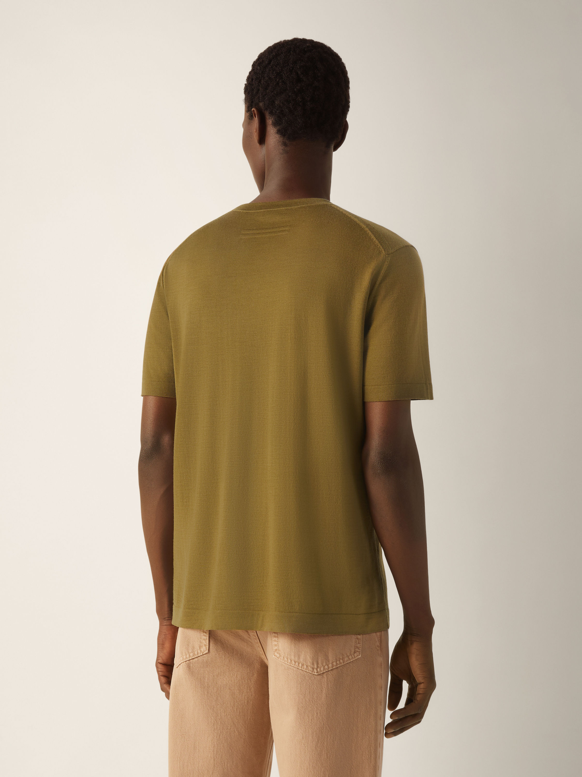 Olive Green Wool T-shirt Product detail photo #4