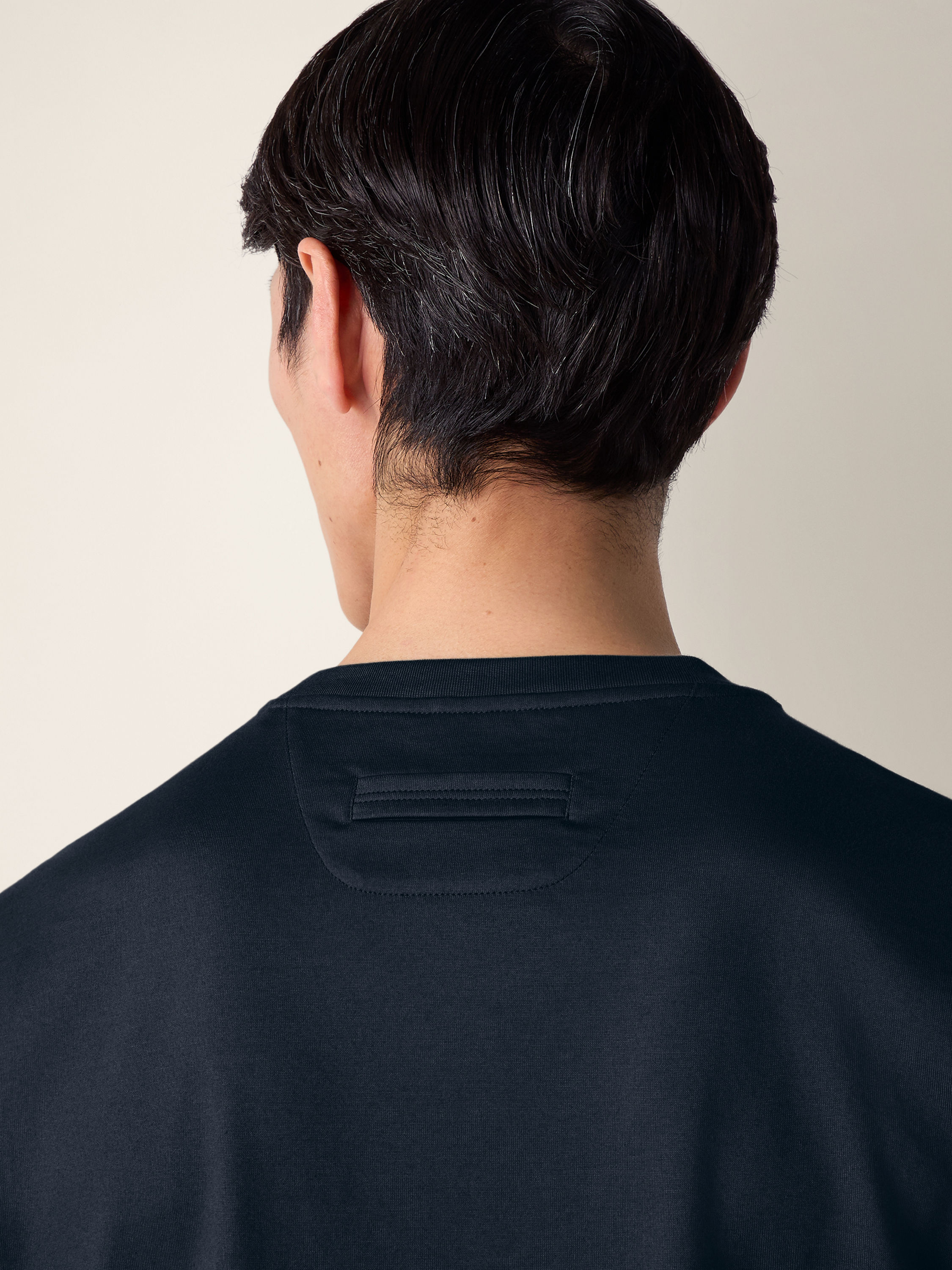 Navy Blue Piquet Cotton T-shirt Product detail photo #1