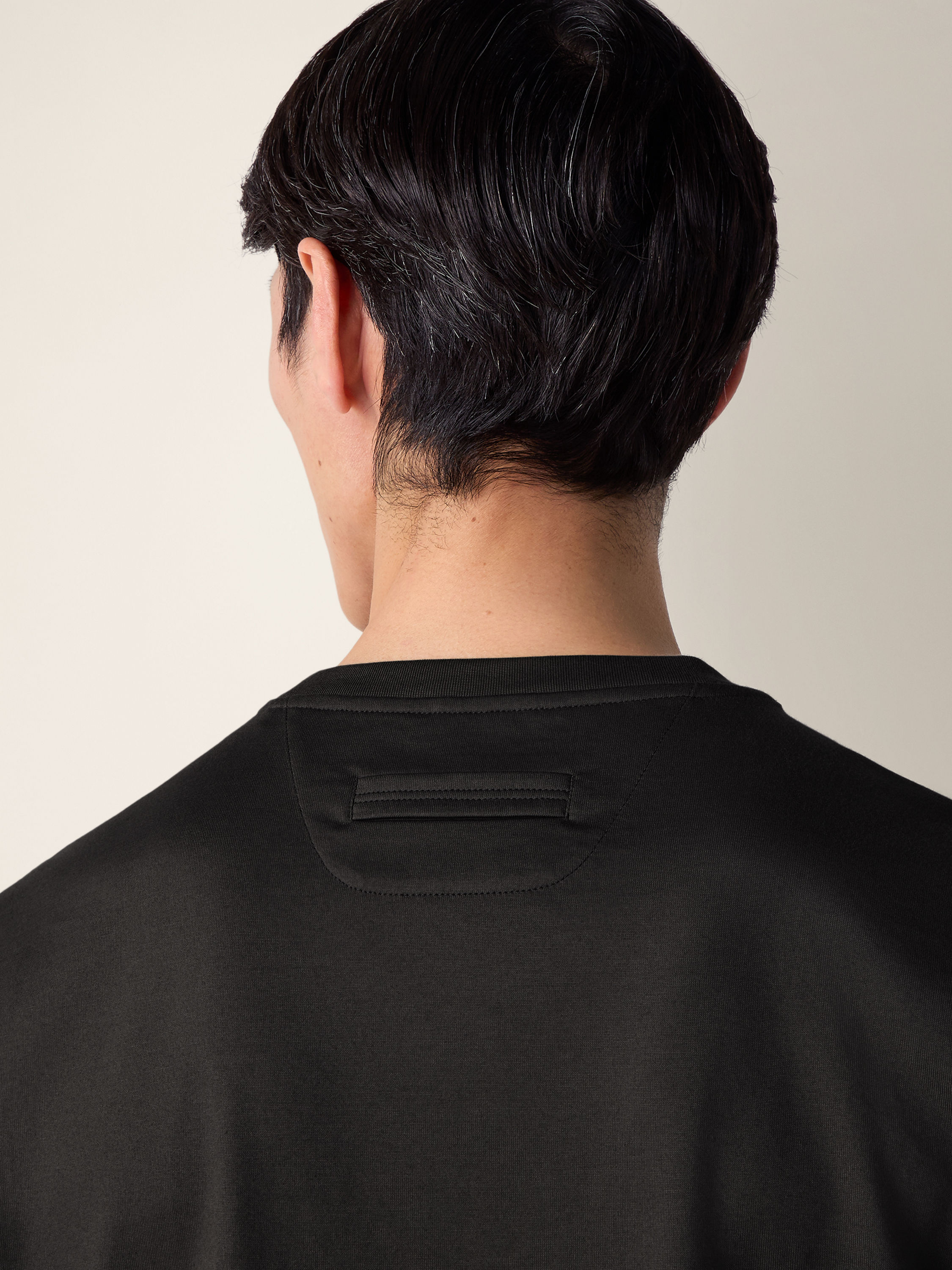 Black Piquet Cotton T-shirt Product detail photo #1