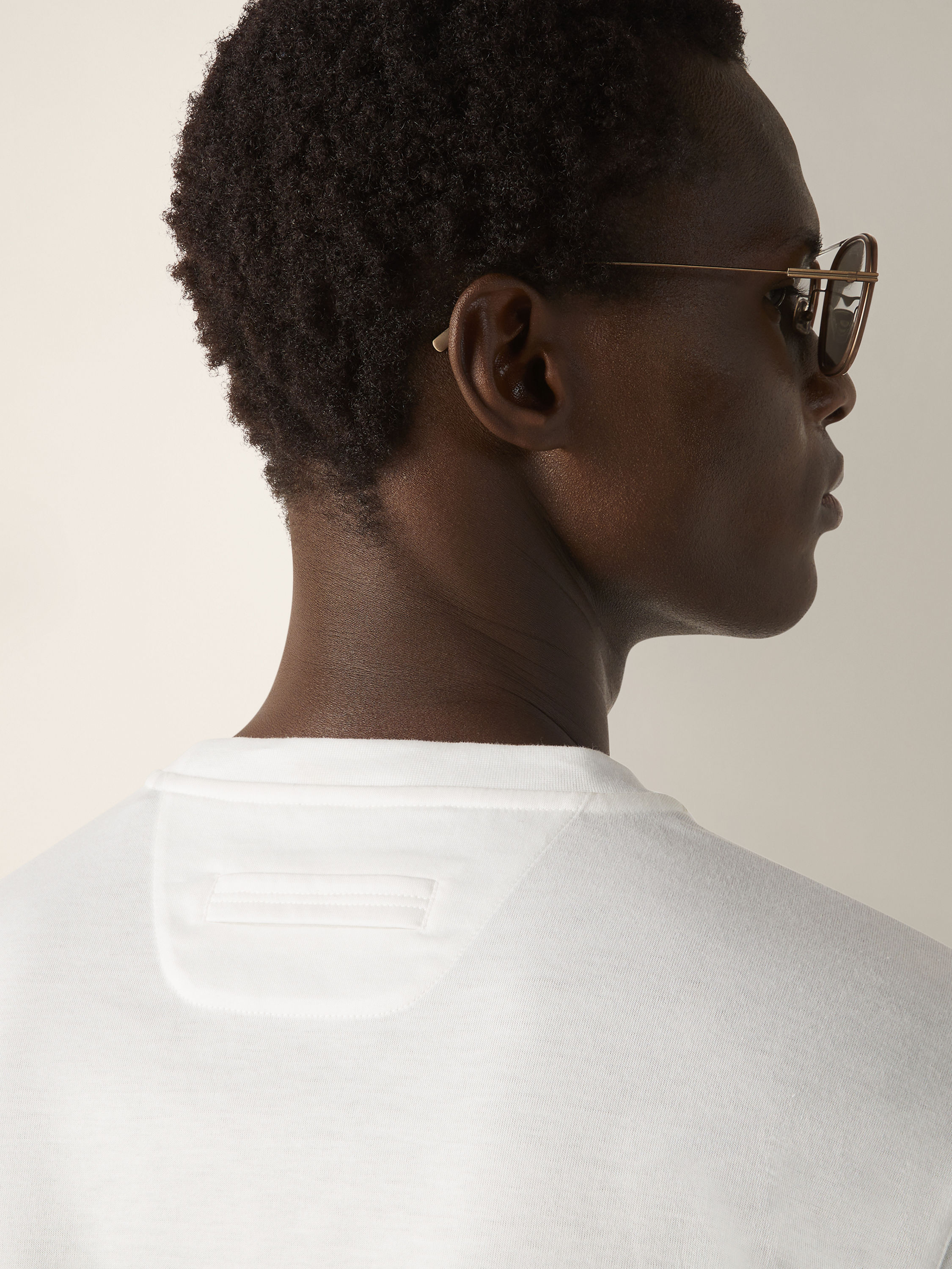 Optical White Piquet Cotton T-shirt Product detail photo #1