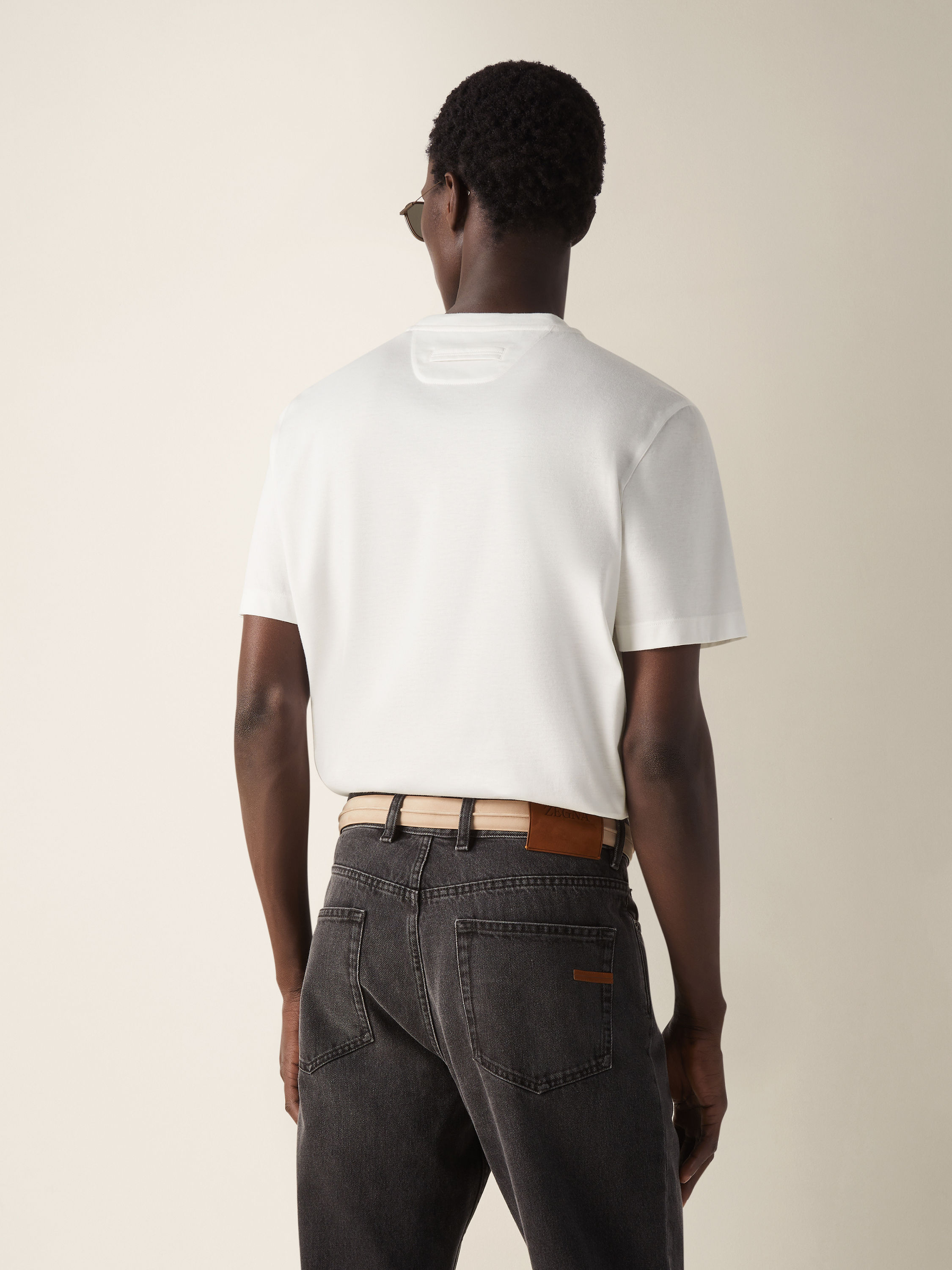 Optical White Piquet Cotton T-shirt Product detail photo #3