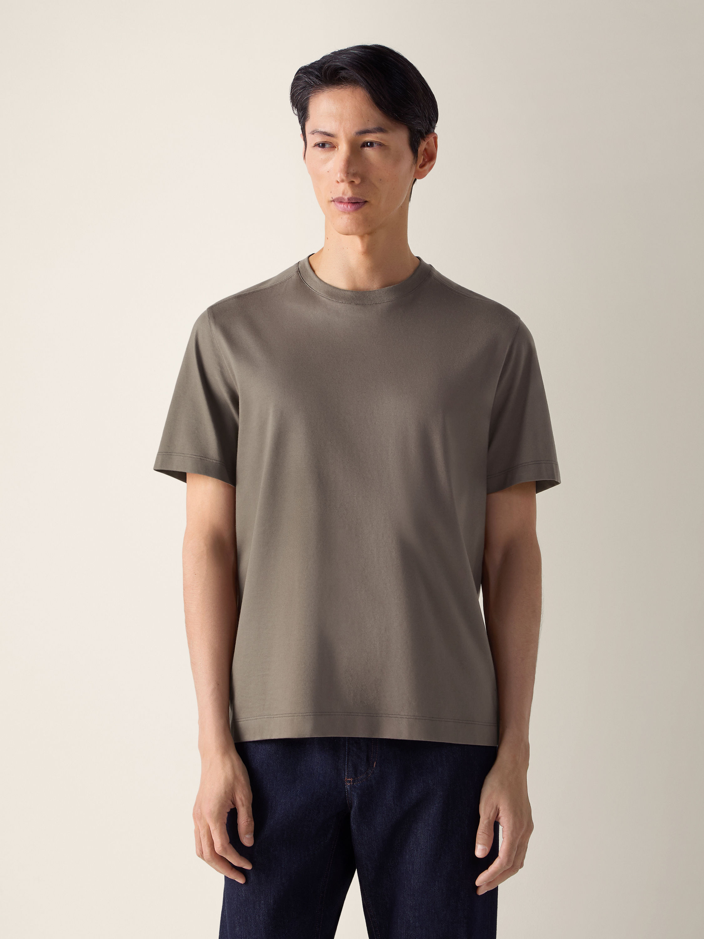 深灰褐色棉质珠地布 T 恤 產品細節圖 #2