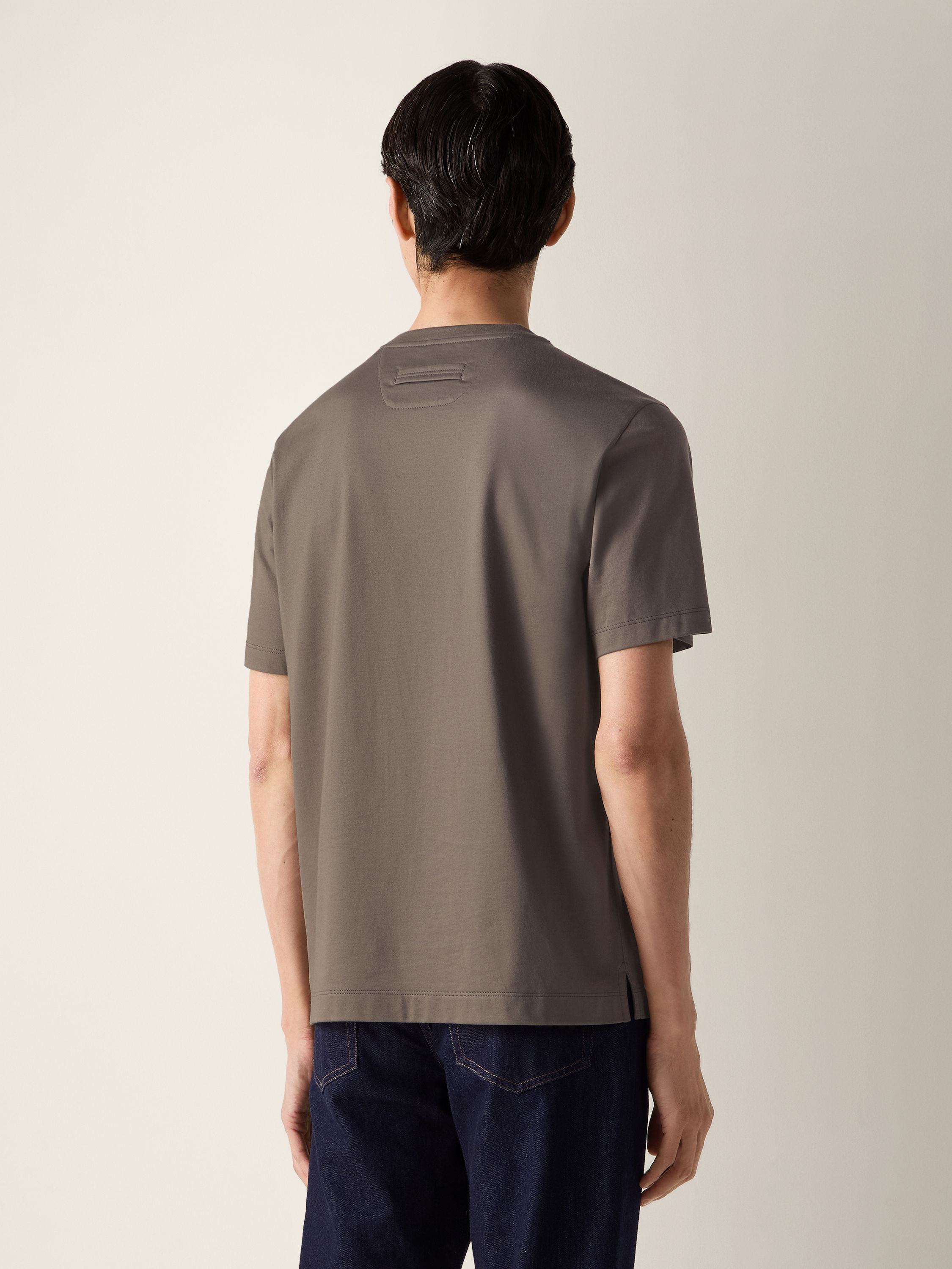 深灰褐色棉质珠地布 T 恤 產品細節圖 #3