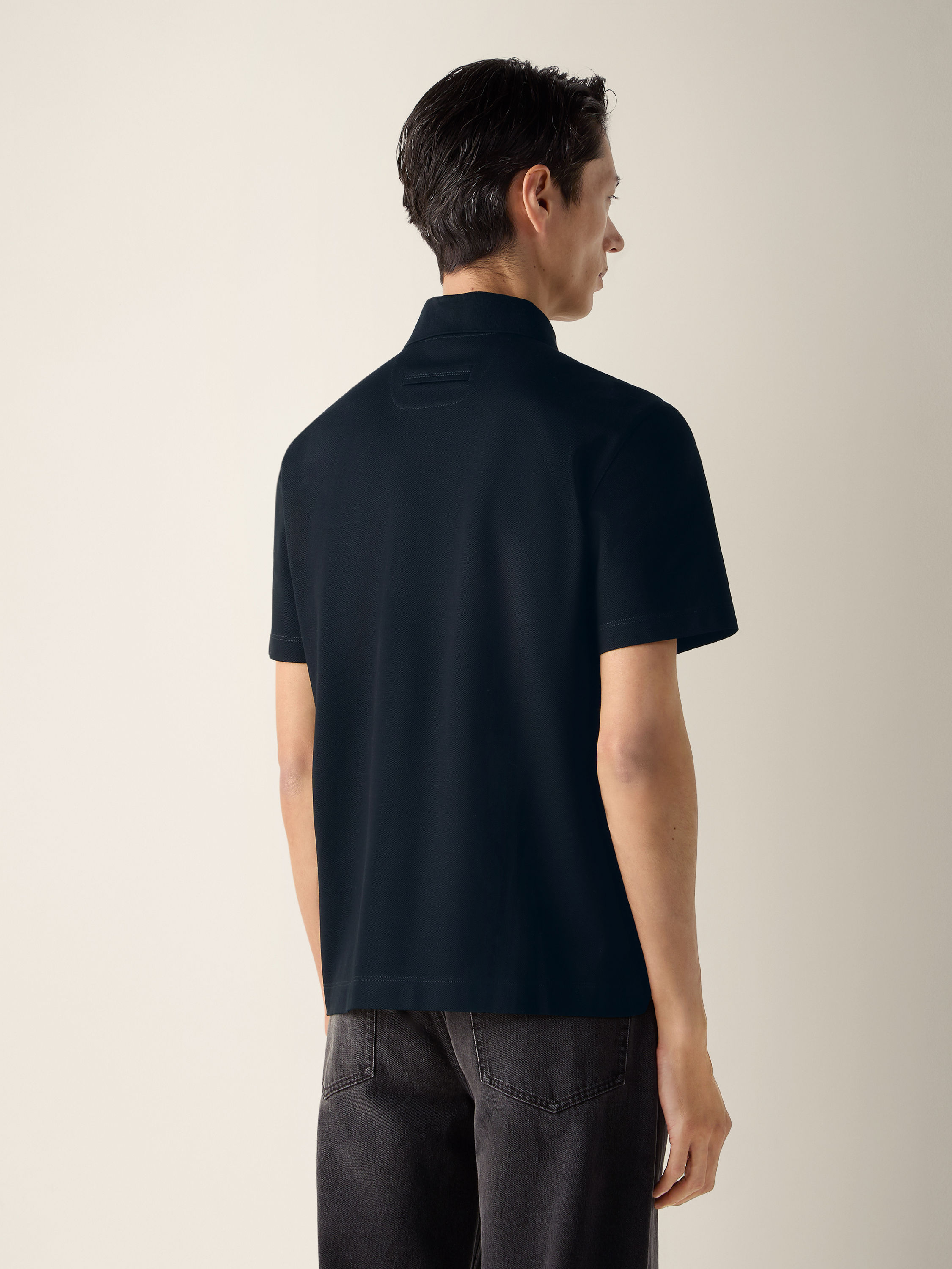 Navy Blue Cotton Polo Shirt Product detail photo #3