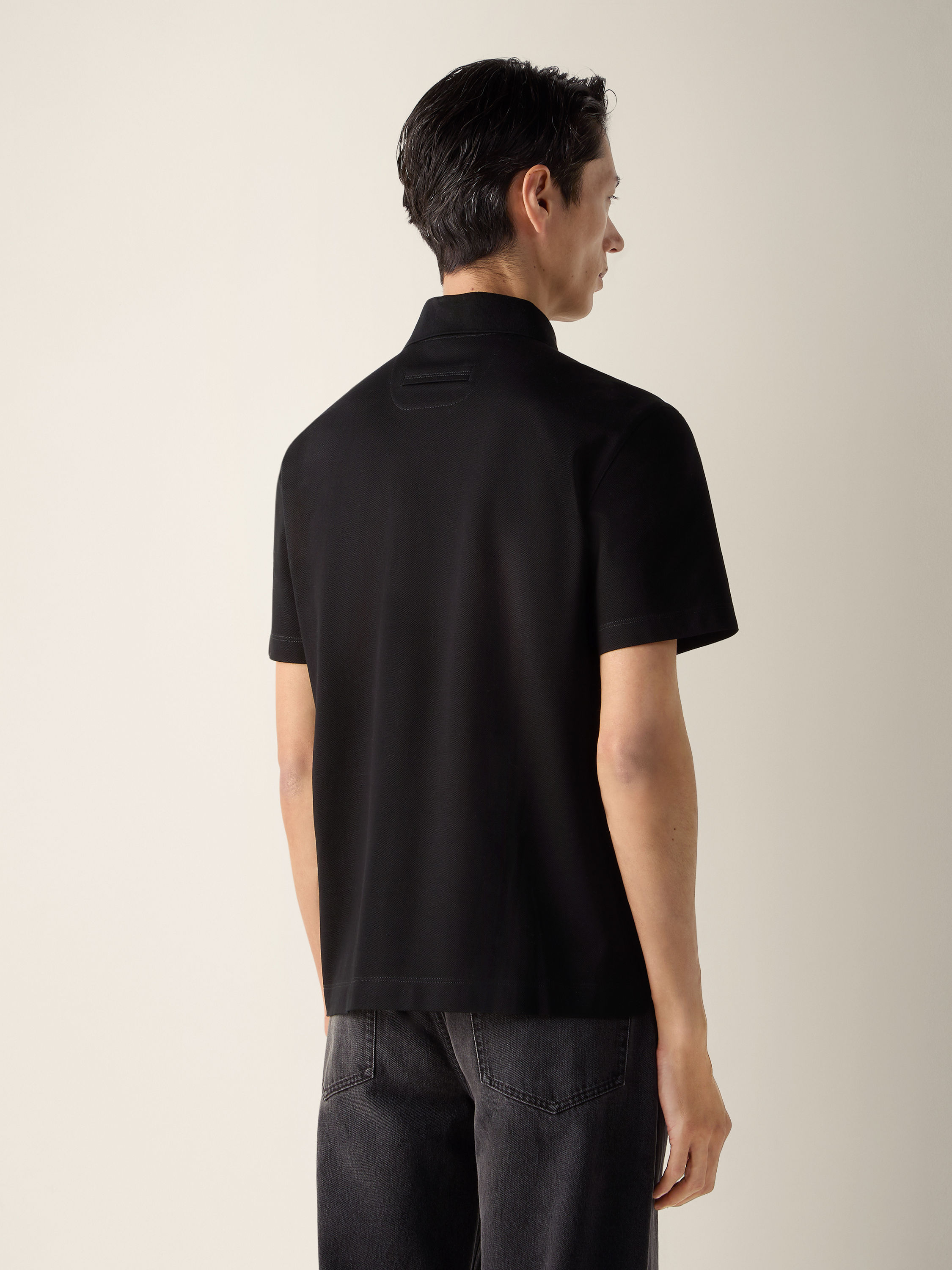 Black Cotton Polo Shirt Product detail photo #3