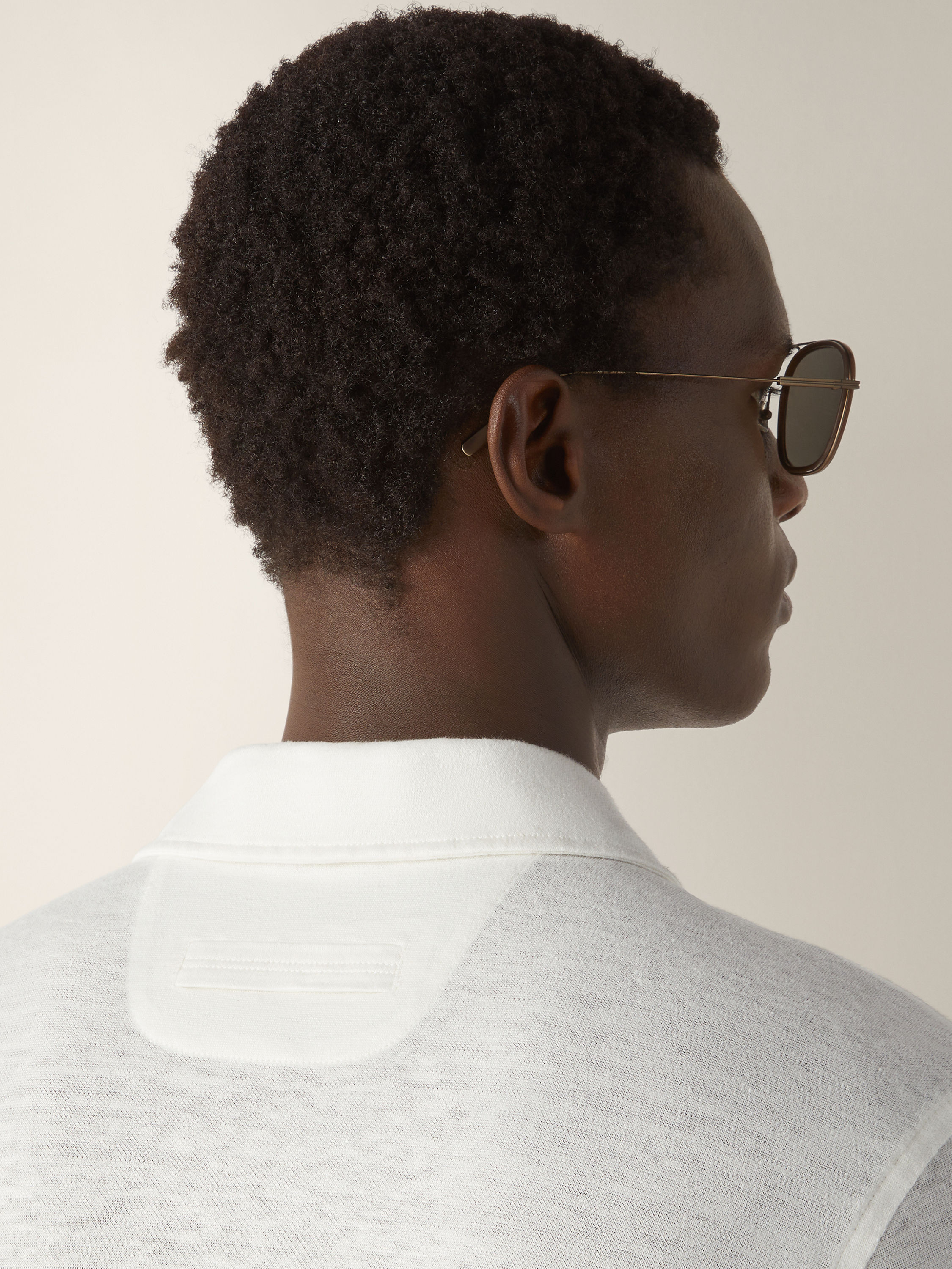 White Oasi Lino Polo Shirt Product detail photo #1