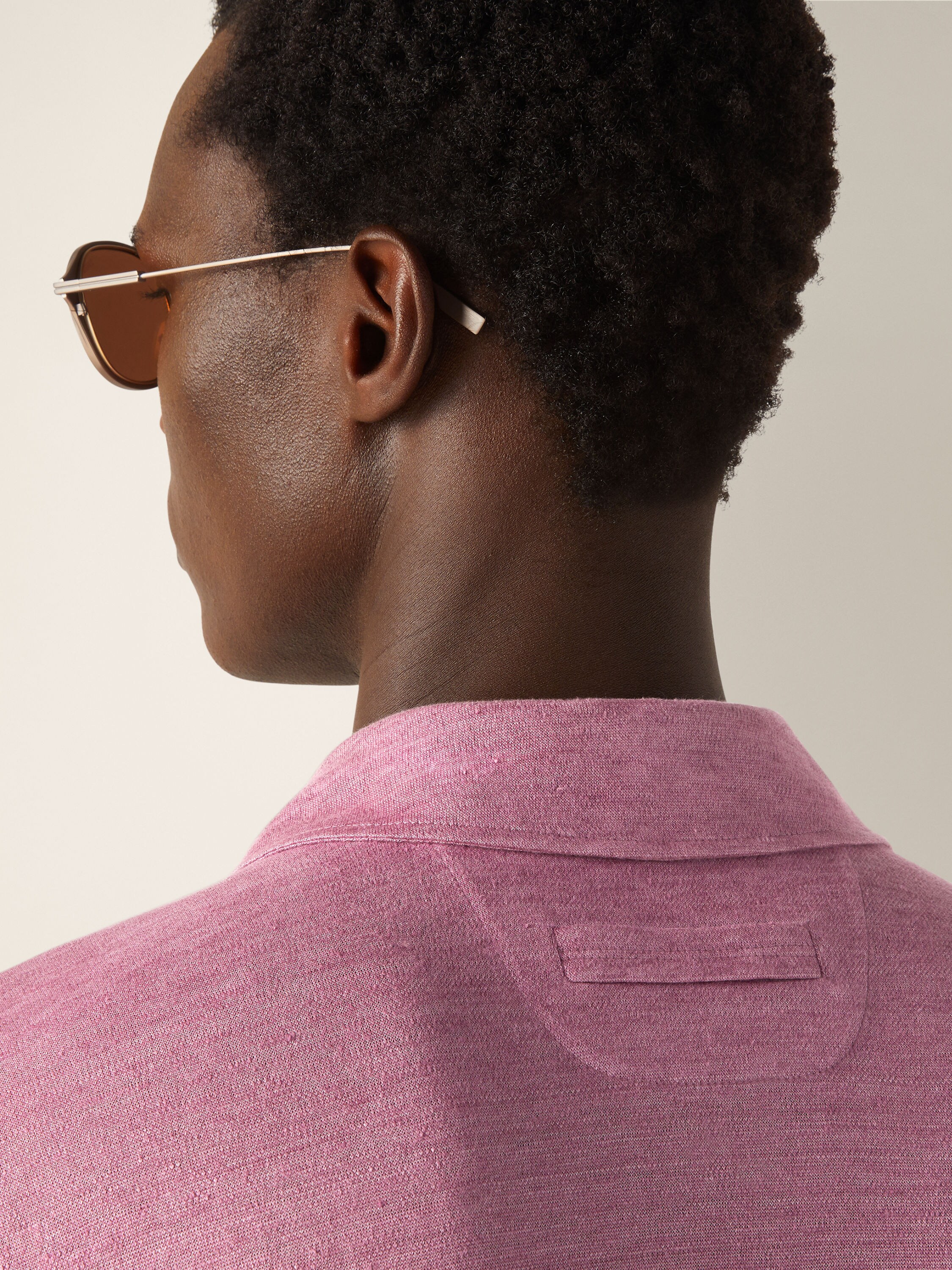 Pink Oasi Lino Polo Shirt Product detail photo #1