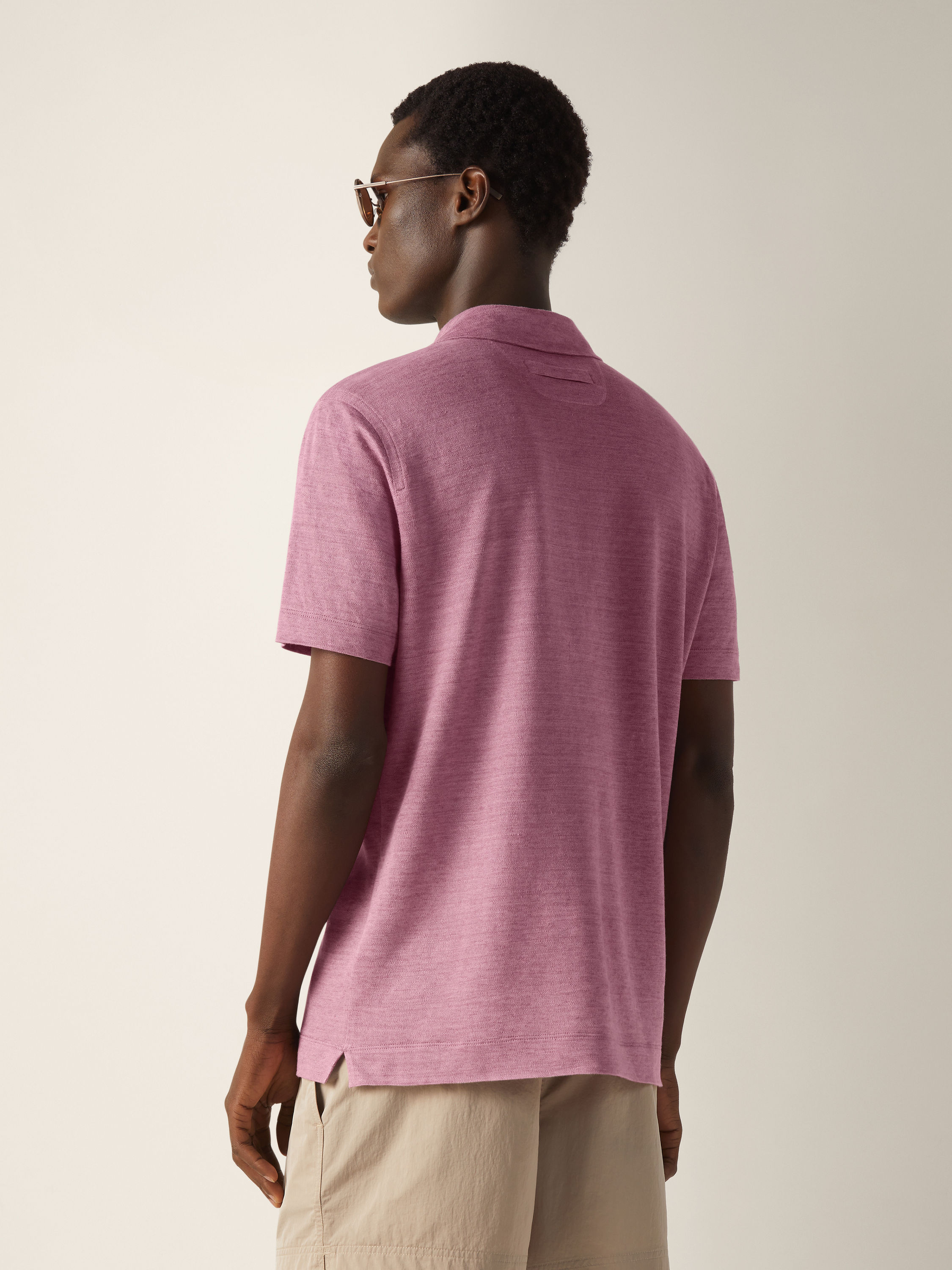 Pink Oasi Lino Polo Shirt Product detail photo #4