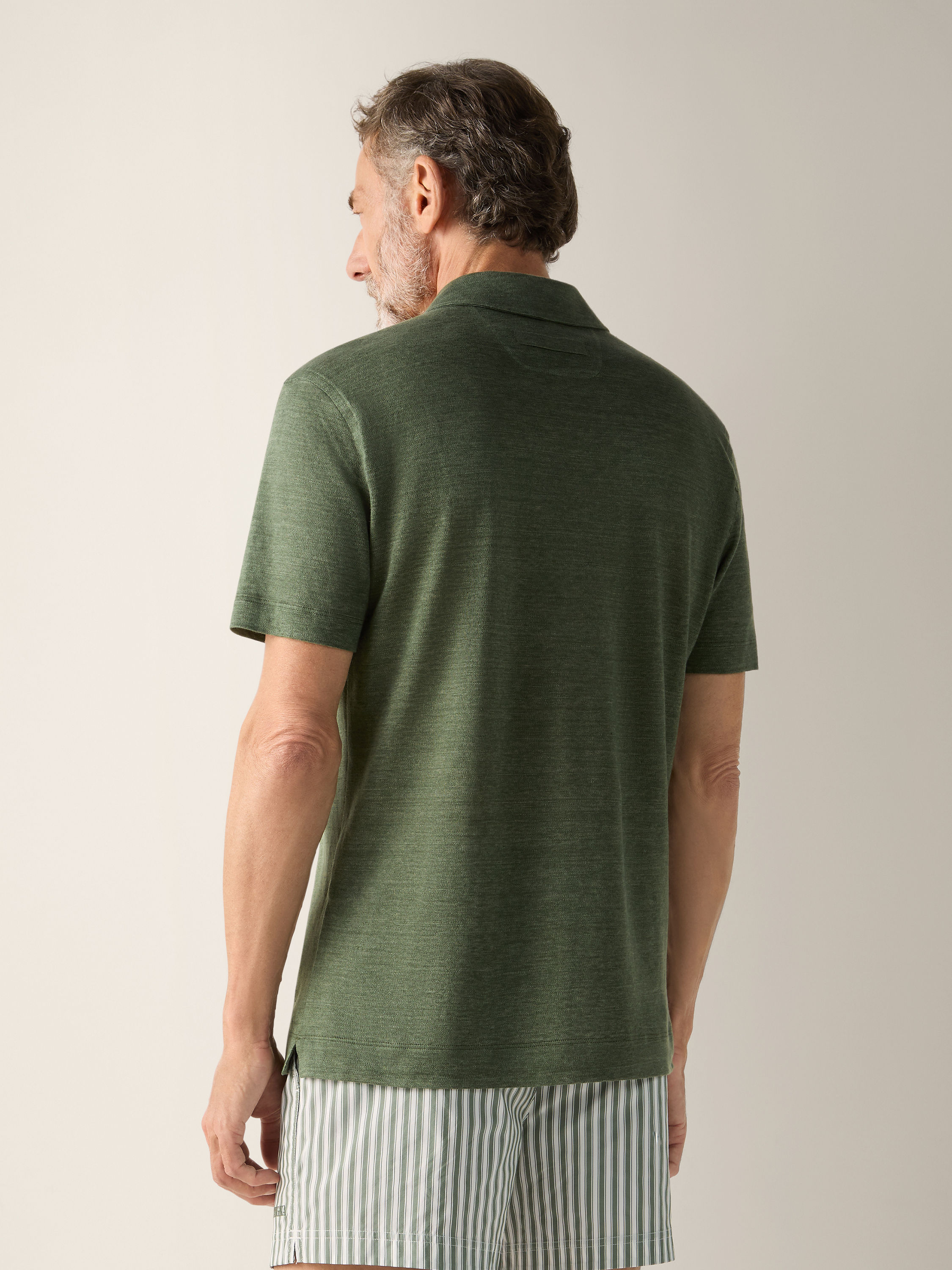 Pine Green Oasi Lino Polo Shirt Product detail photo #3
