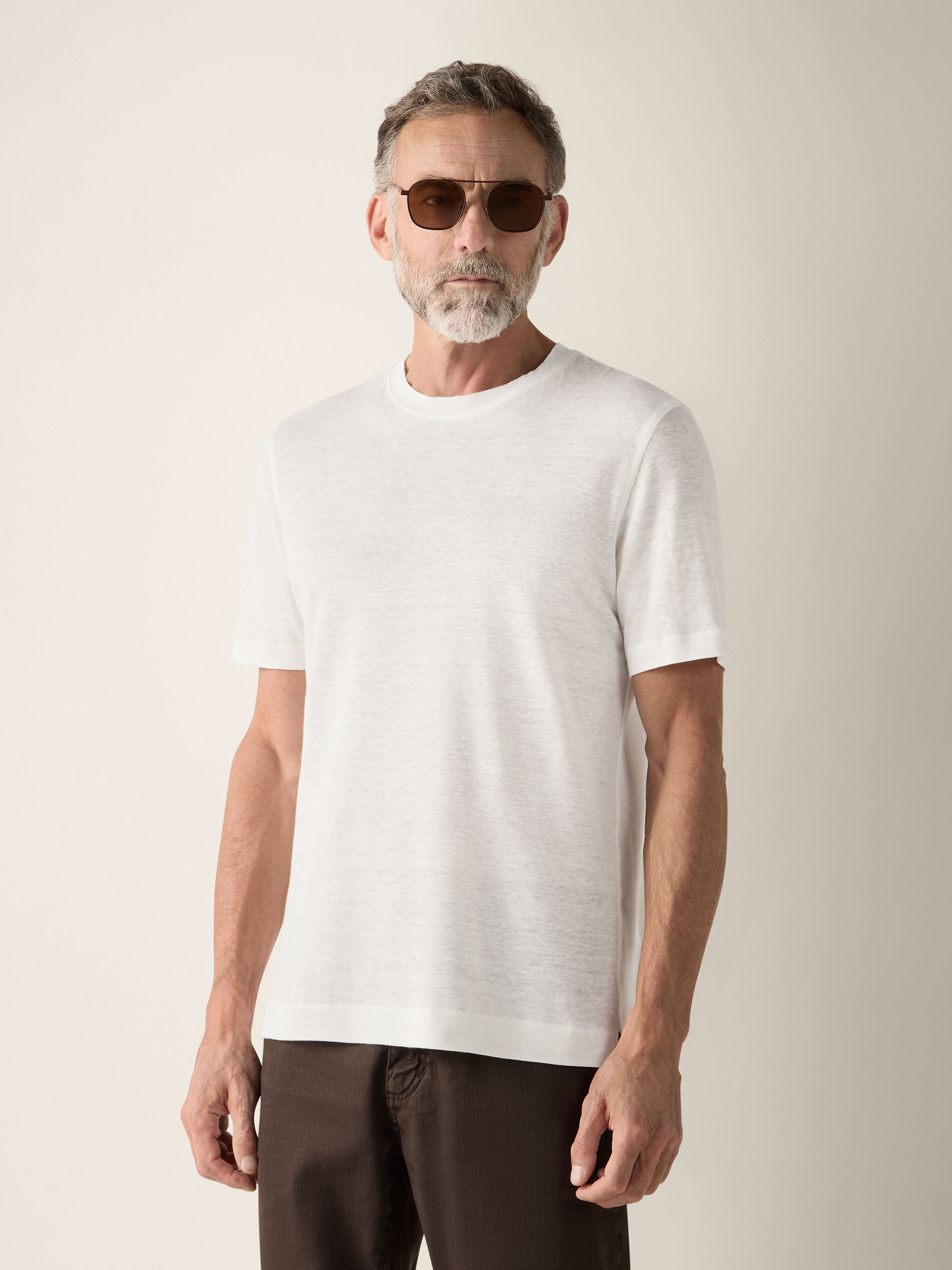 白色 Oasi Lino T 恤 產品細節圖 #2