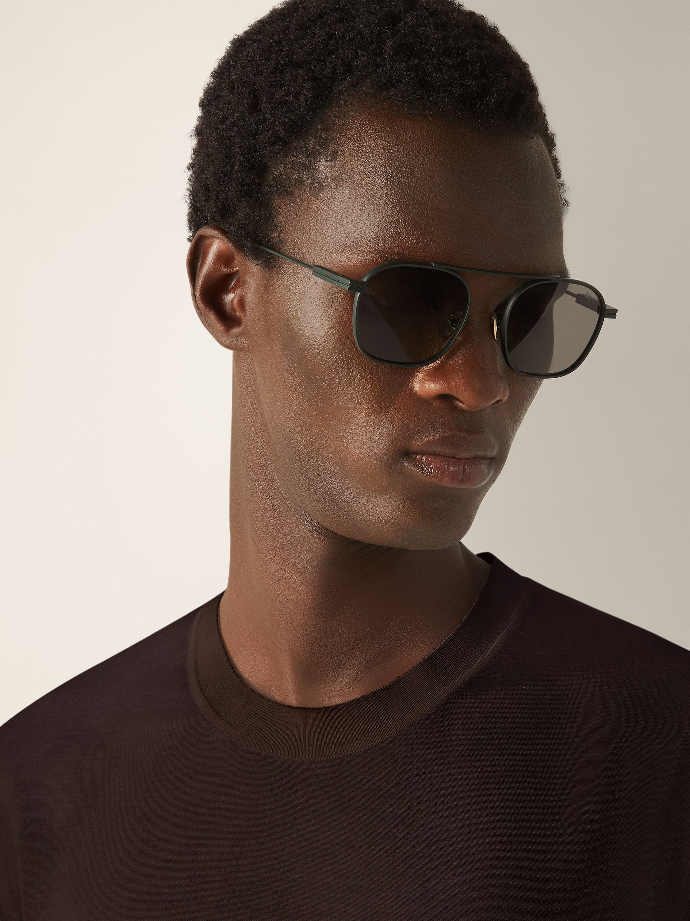 Dark Brown Leggerissimo Cotton and Silk T-shirt Product detail photo #1