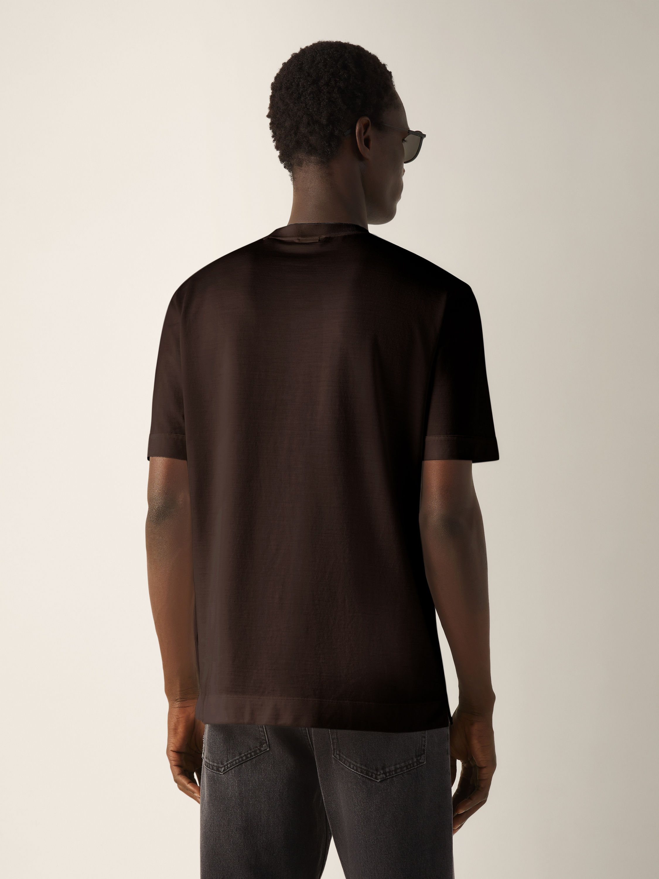 Dark Brown Leggerissimo Cotton and Silk T-shirt Product detail photo #3
