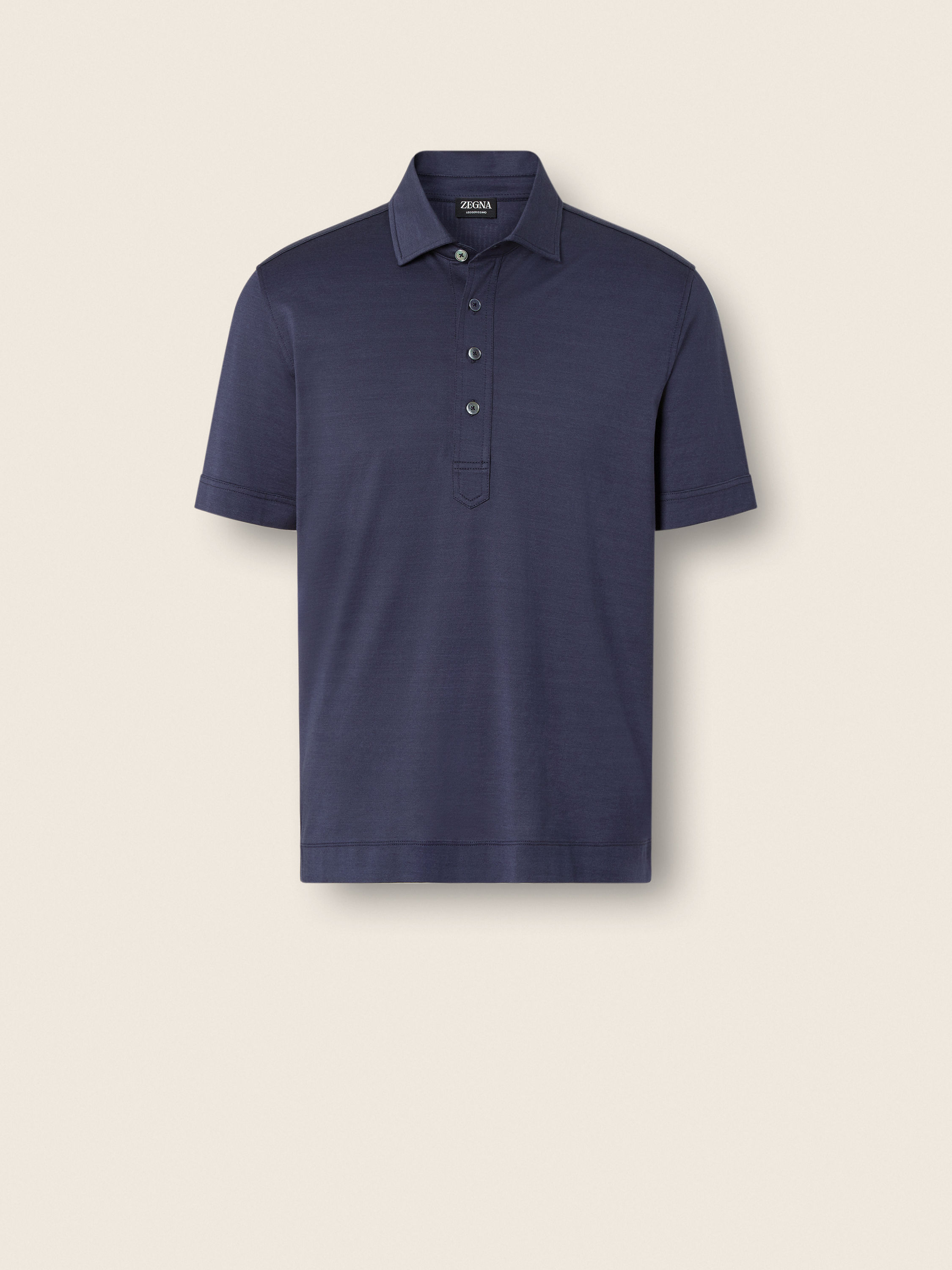 Dark Indigo Blue Leggerissimo Cotton and Silk Polo Shirt Main product photo
