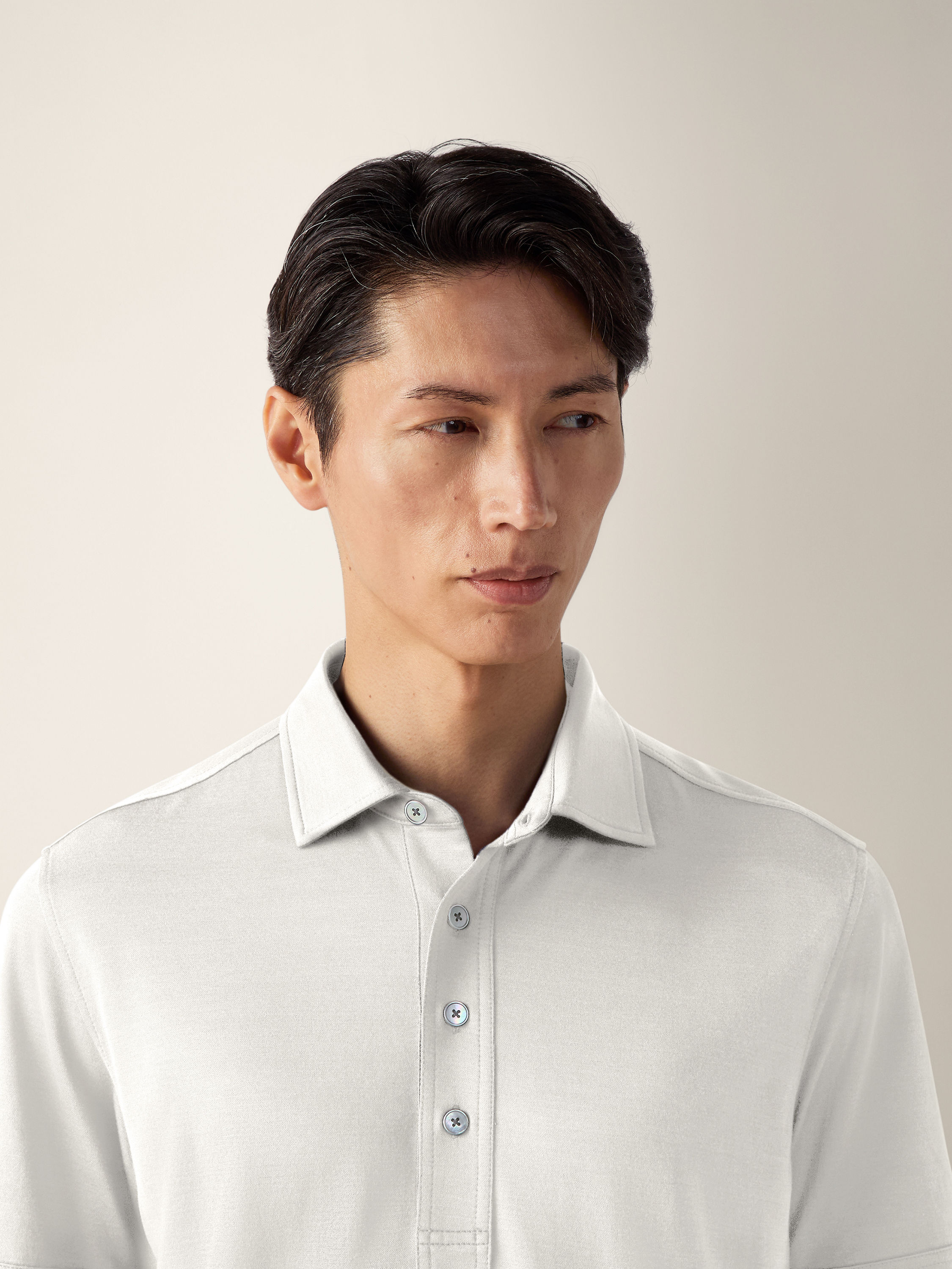 White Leggerissimo Cotton and Silk Polo Shirt Product detail photo #1