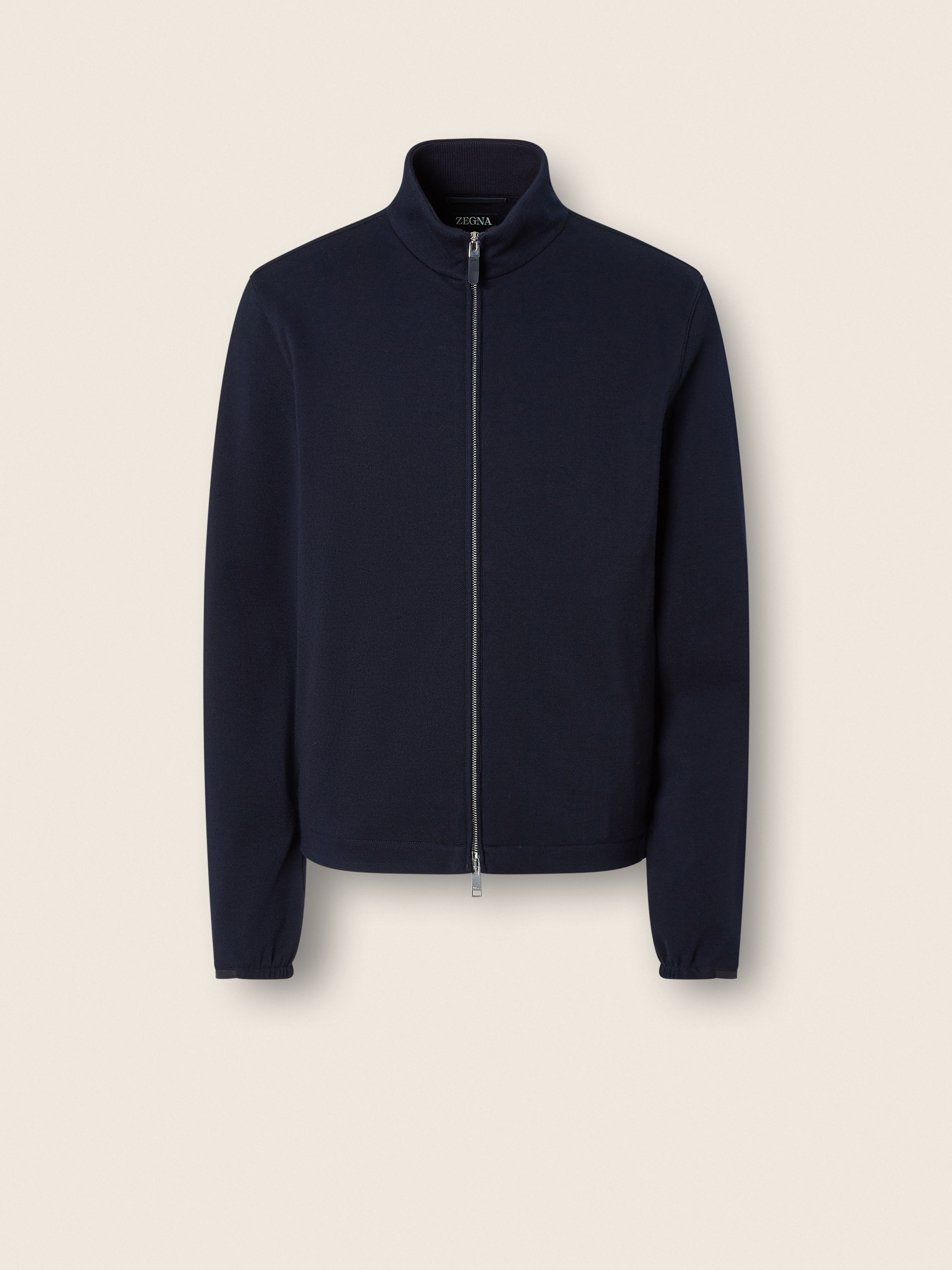 海军蓝棉、羊毛及桑蚕丝全拉链运动衫 产品主图