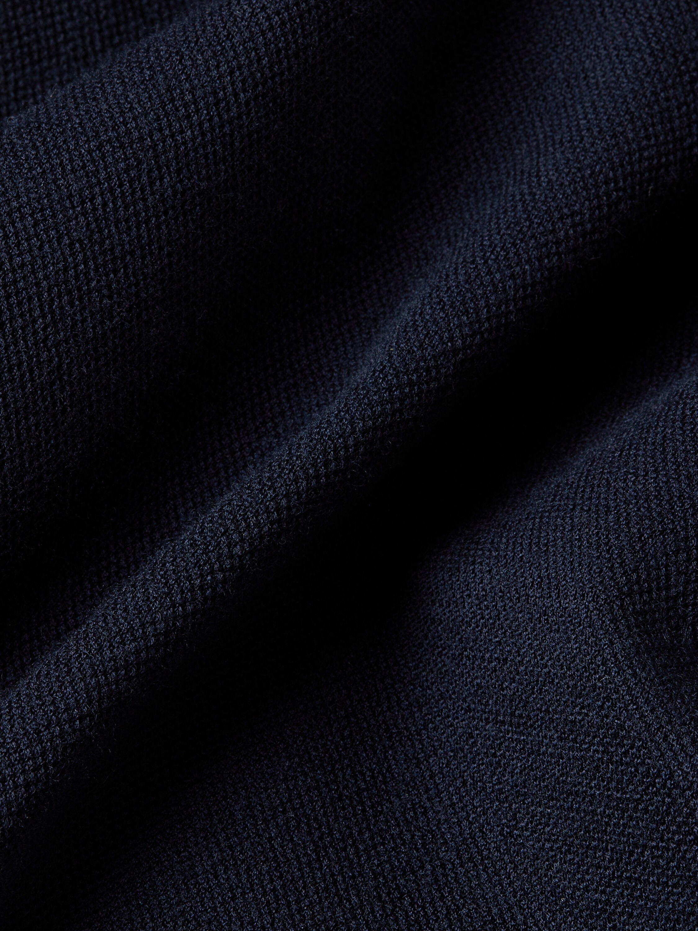 海军蓝棉、羊毛及桑蚕丝全拉链运动衫 产品细节图 #4