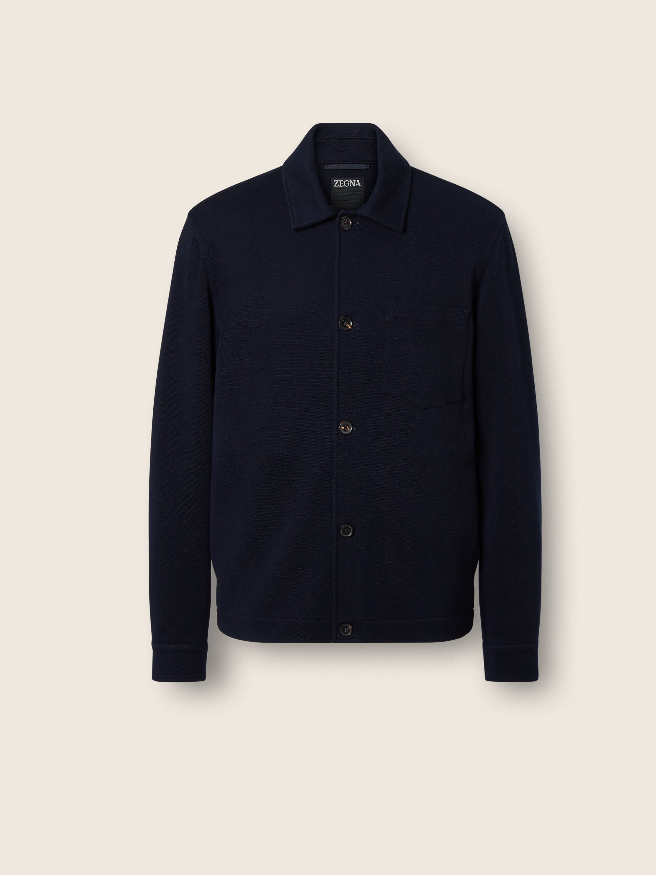 海军蓝棉、羊毛及桑蚕丝衬衫外套 产品主图