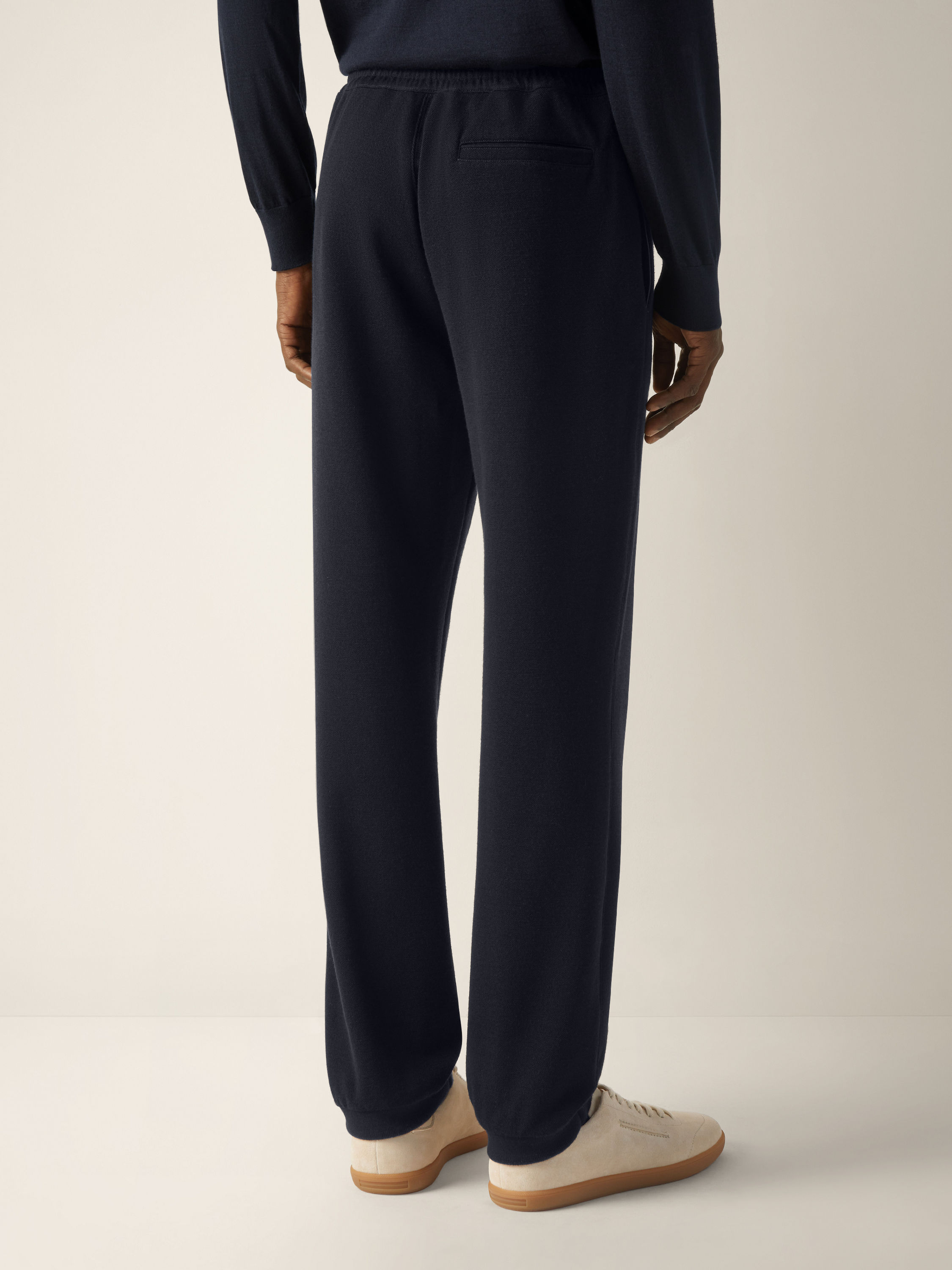 海军蓝棉、羊毛及桑蚕丝慢跑裤 產品細節圖 #5