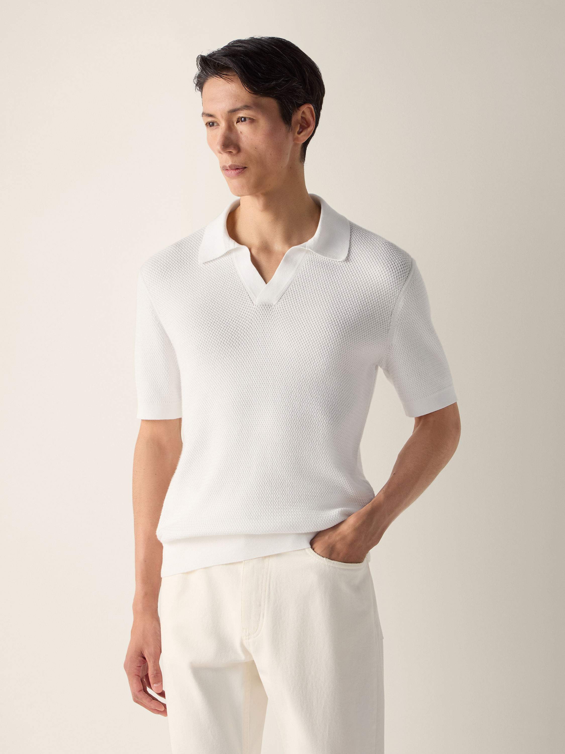 白色 Premium Cotton 棉质 Polo 衫 产品细节图 #3
