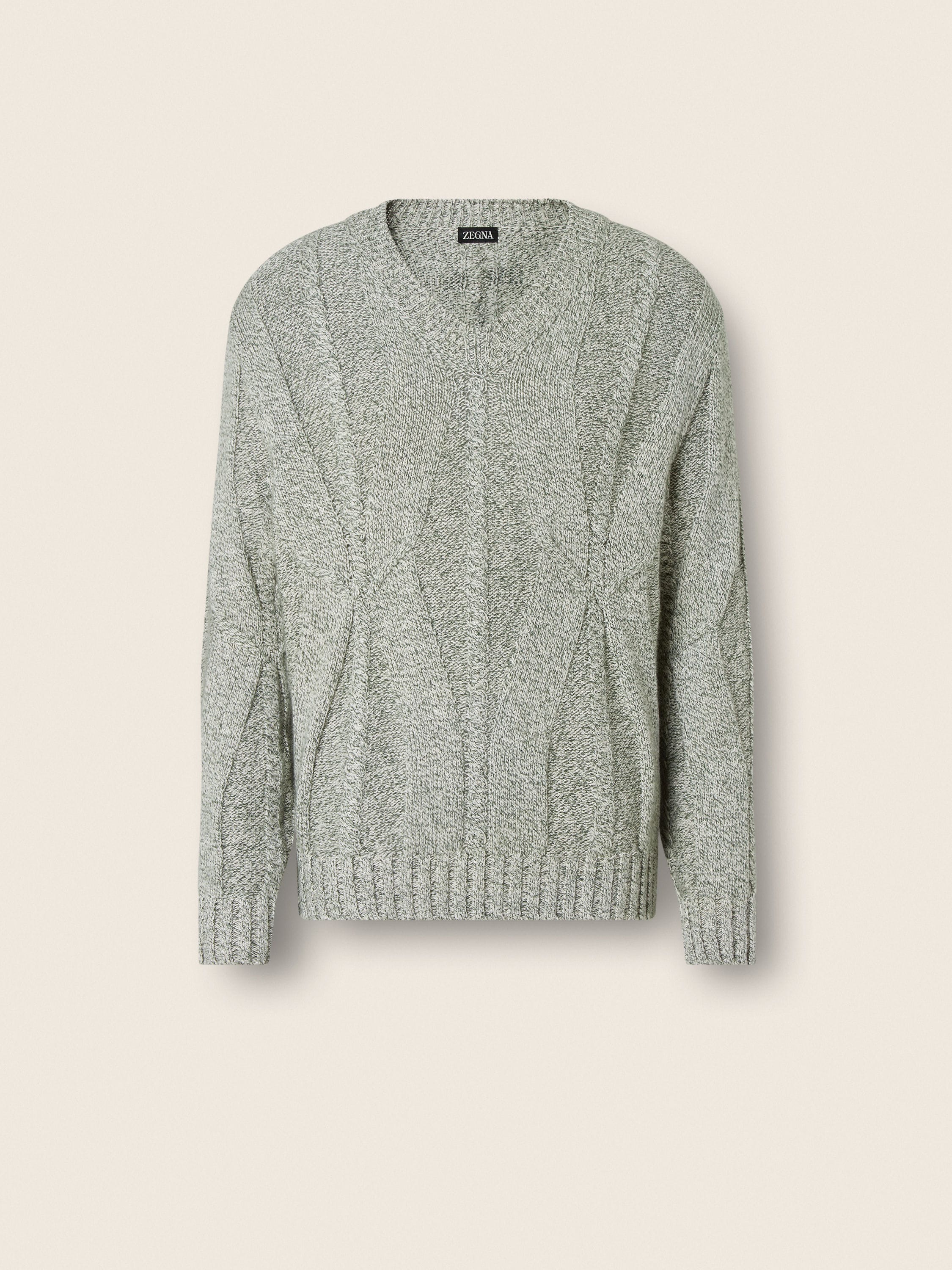 Pine Green Cashmere Linen and Cotton V-neck Main product photo