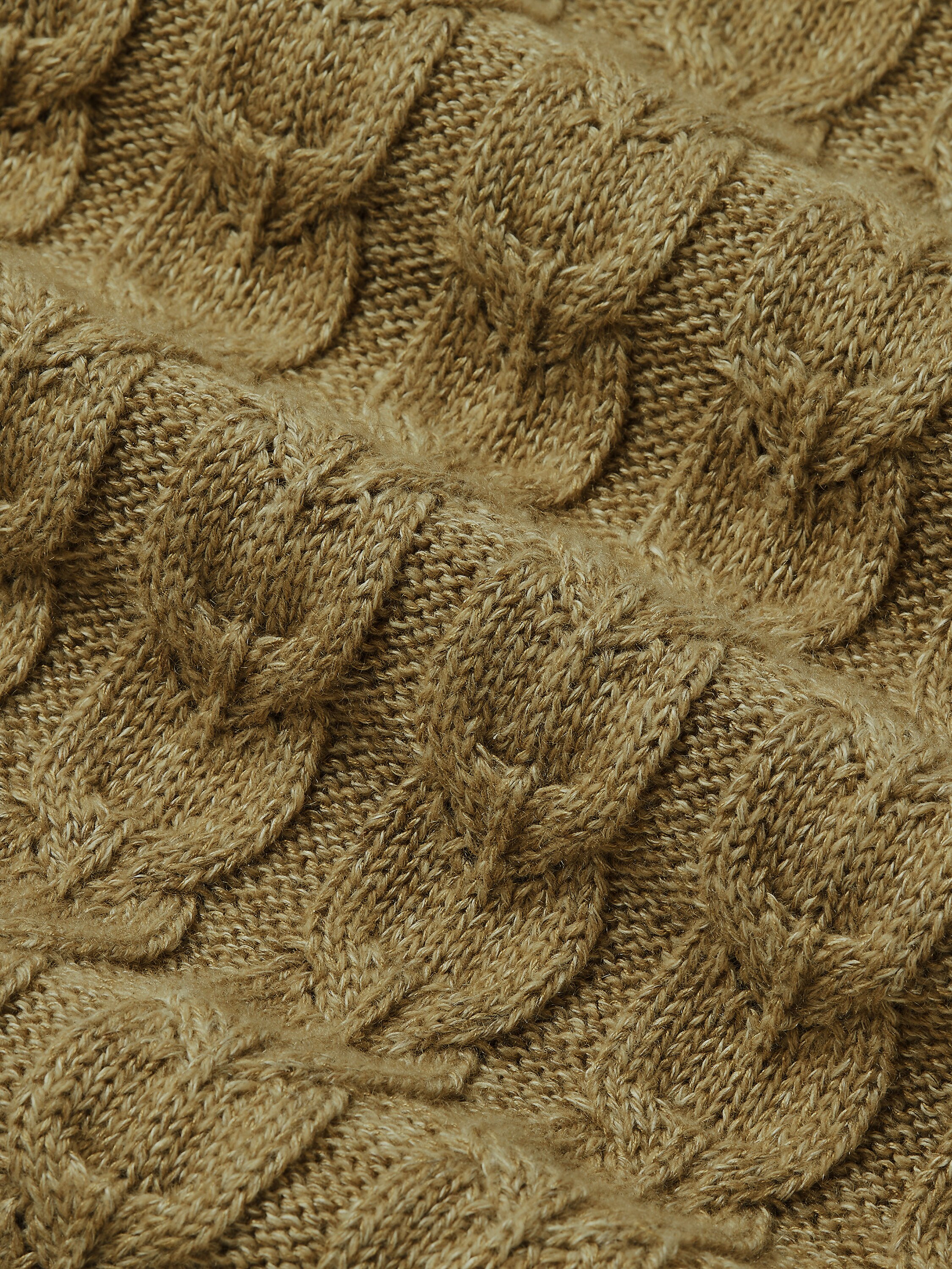 混橄榄绿亚麻、山羊绒及桑蚕丝针织圆领毛衣 产品细节图 #3