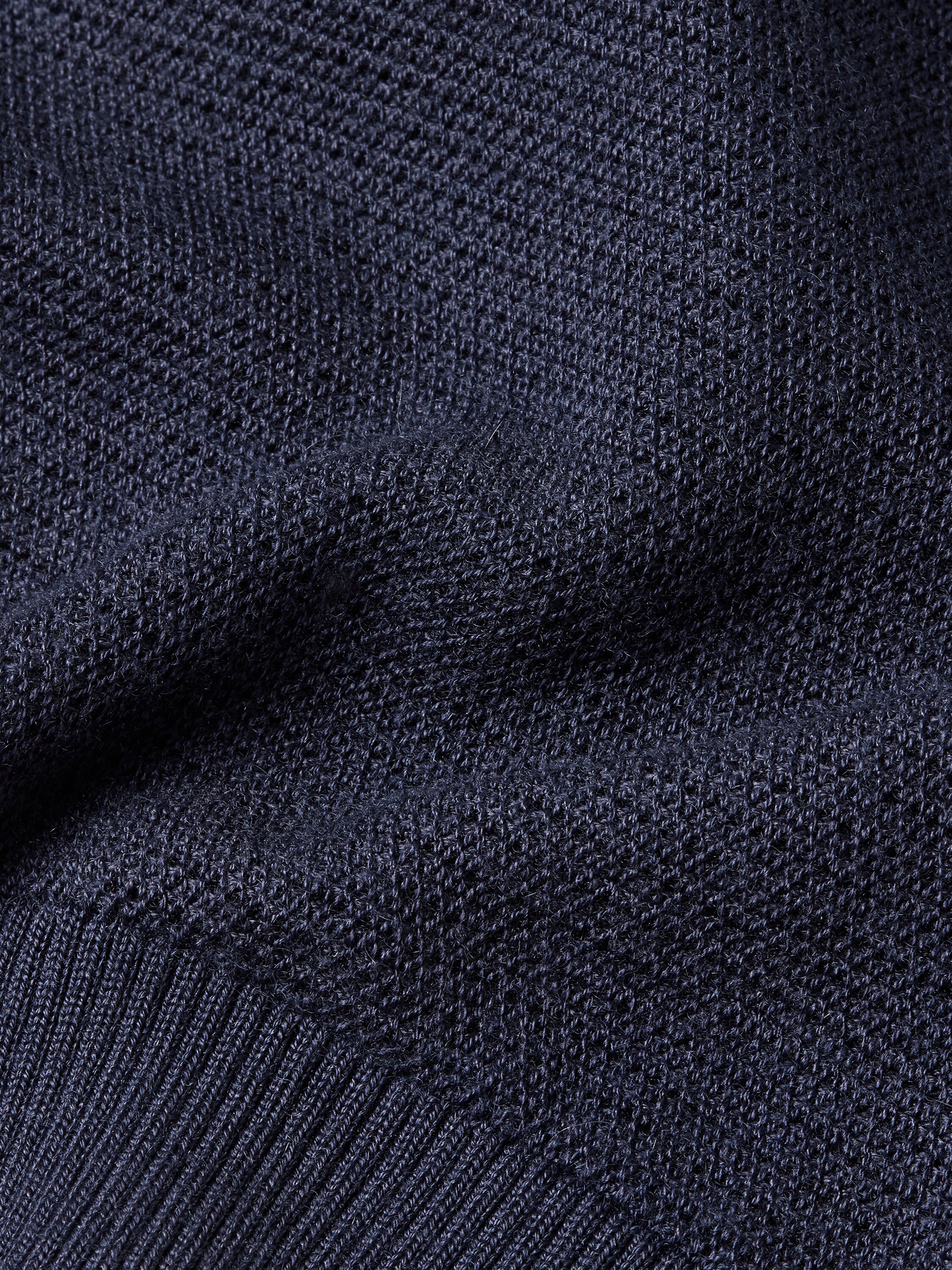 Dark Indigo Blue Mélange Cashmere and Silk Polo Shirt Product detail photo #3