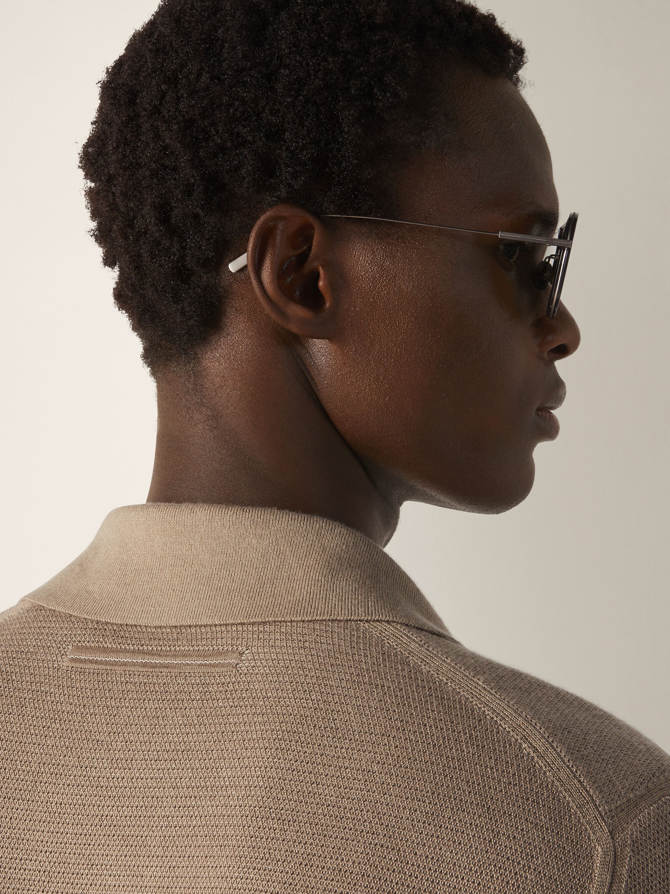 混浅灰褐色山羊绒及桑蚕丝材质 Polo 衫 产品细节图 #1