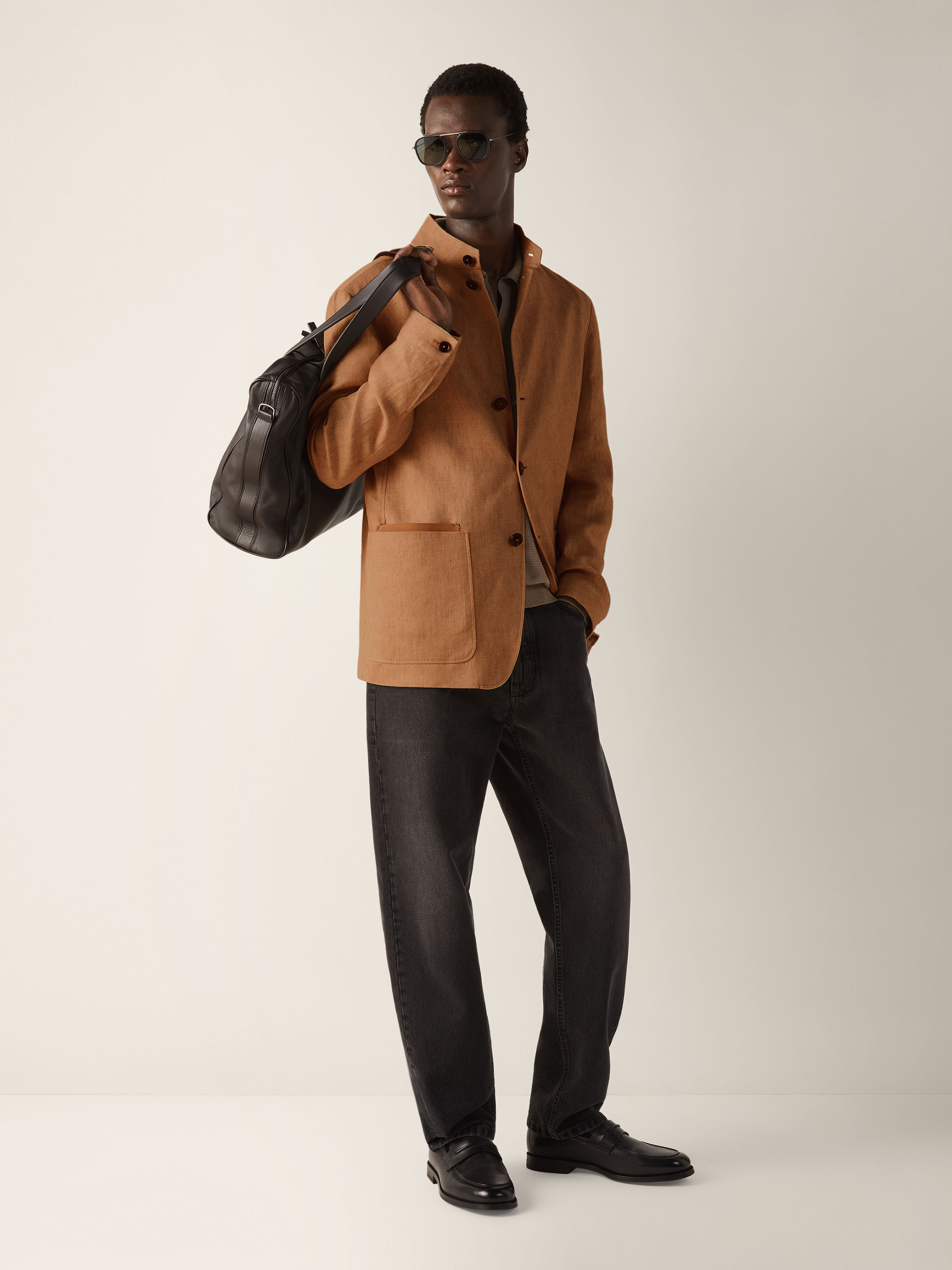 混浅灰褐色山羊绒及桑蚕丝材质 Polo 衫 产品细节图 #2