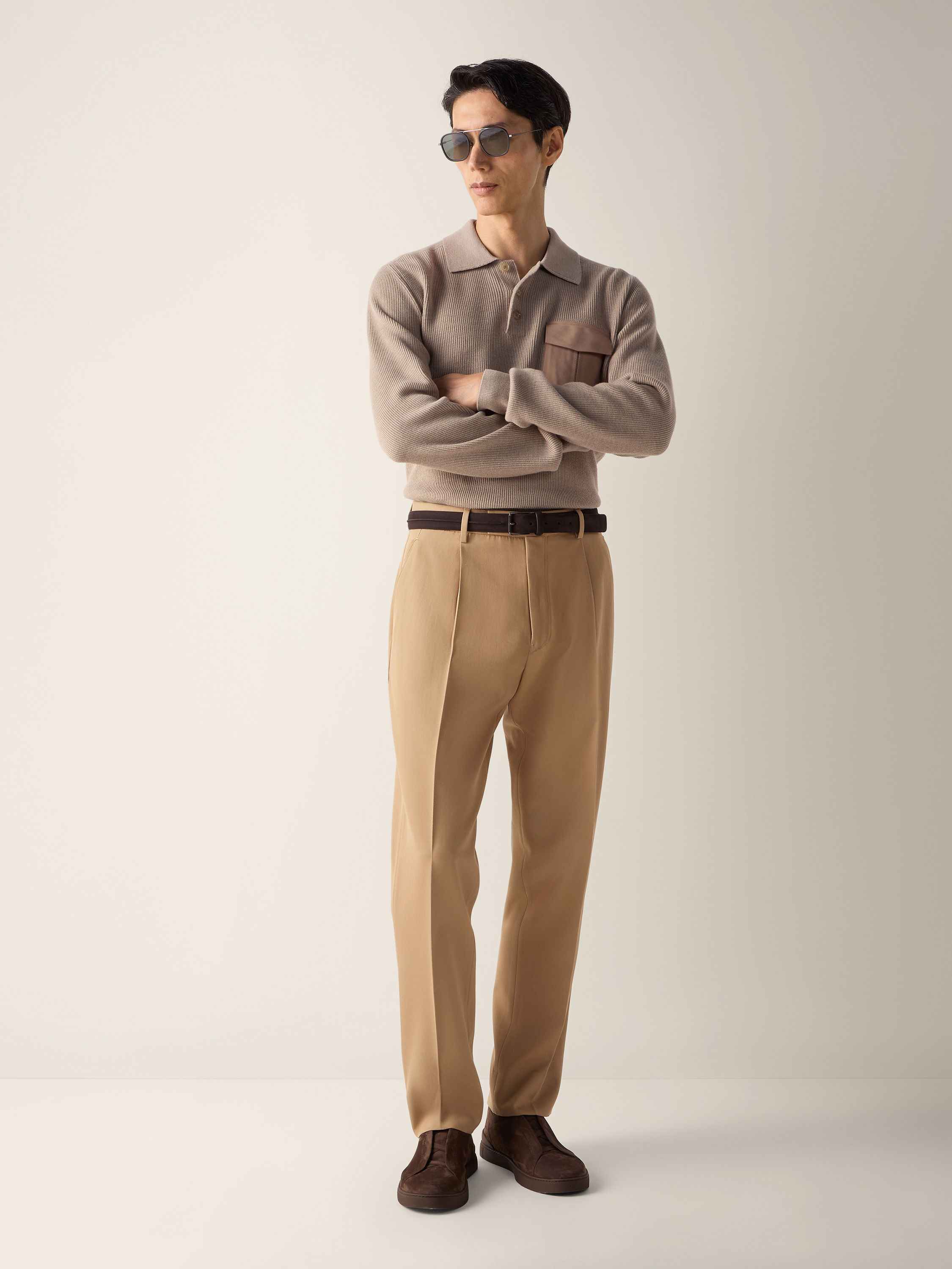 米色棉及羊毛长裤 产品细节图 #2