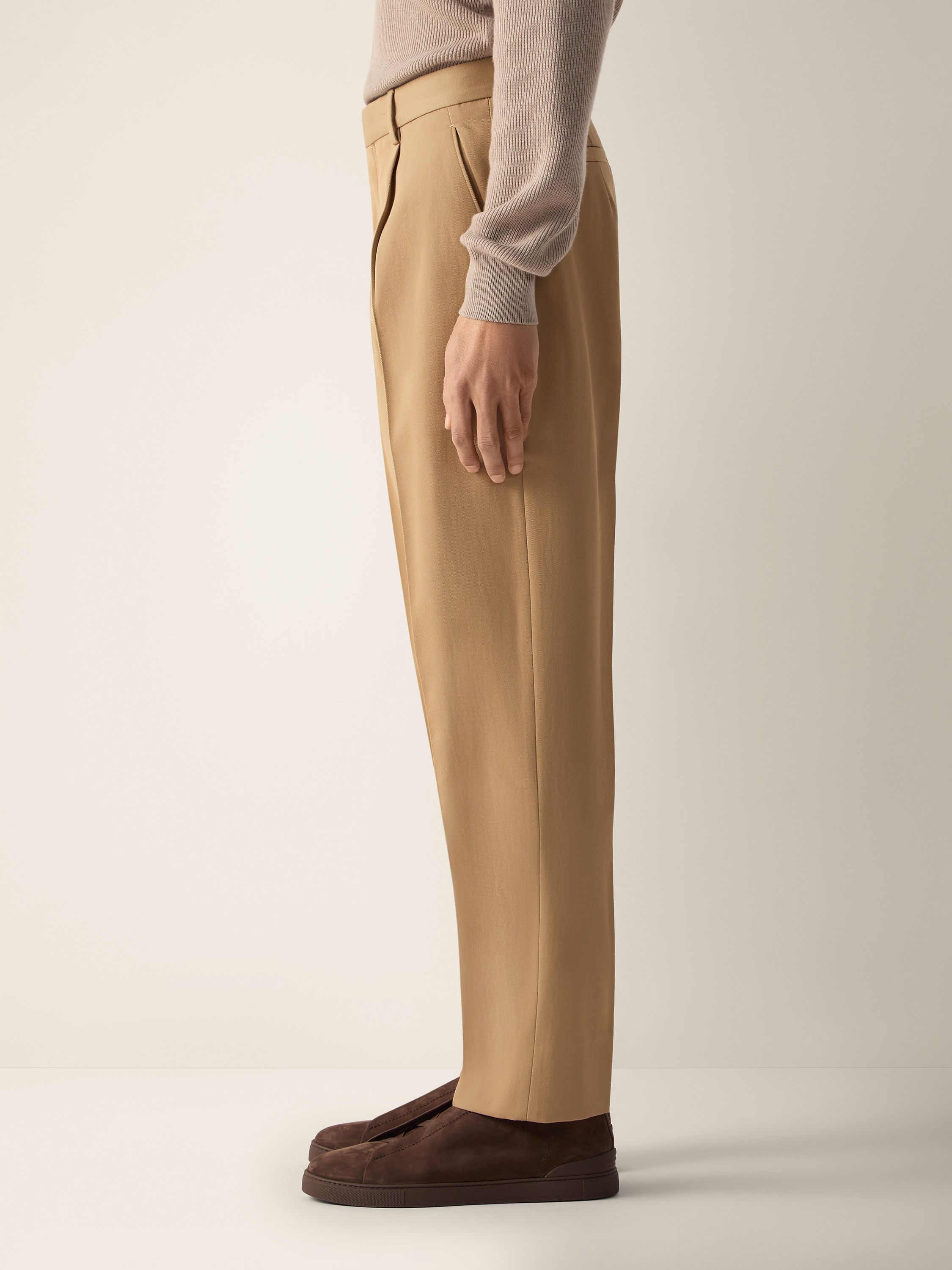 米色棉及羊毛长裤 产品细节图 #3