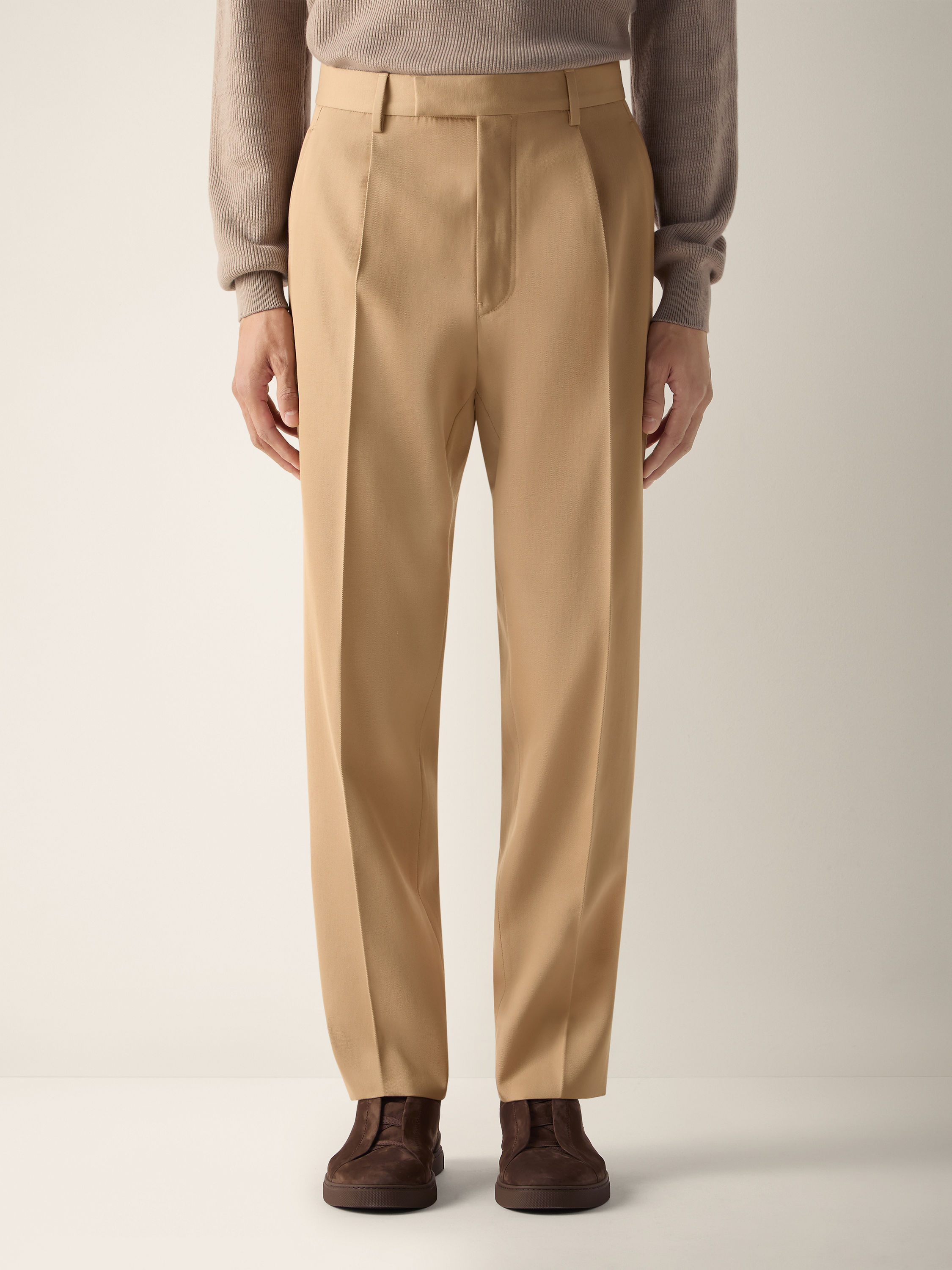 米色棉及羊毛长裤 产品细节图 #4