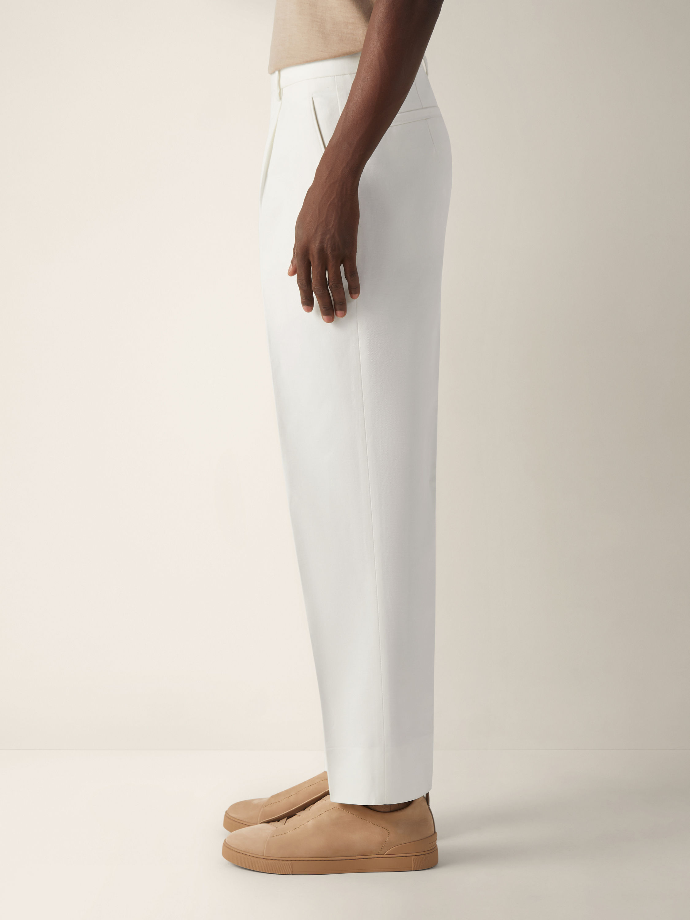 白色棉及亚麻长裤 产品细节图 #2