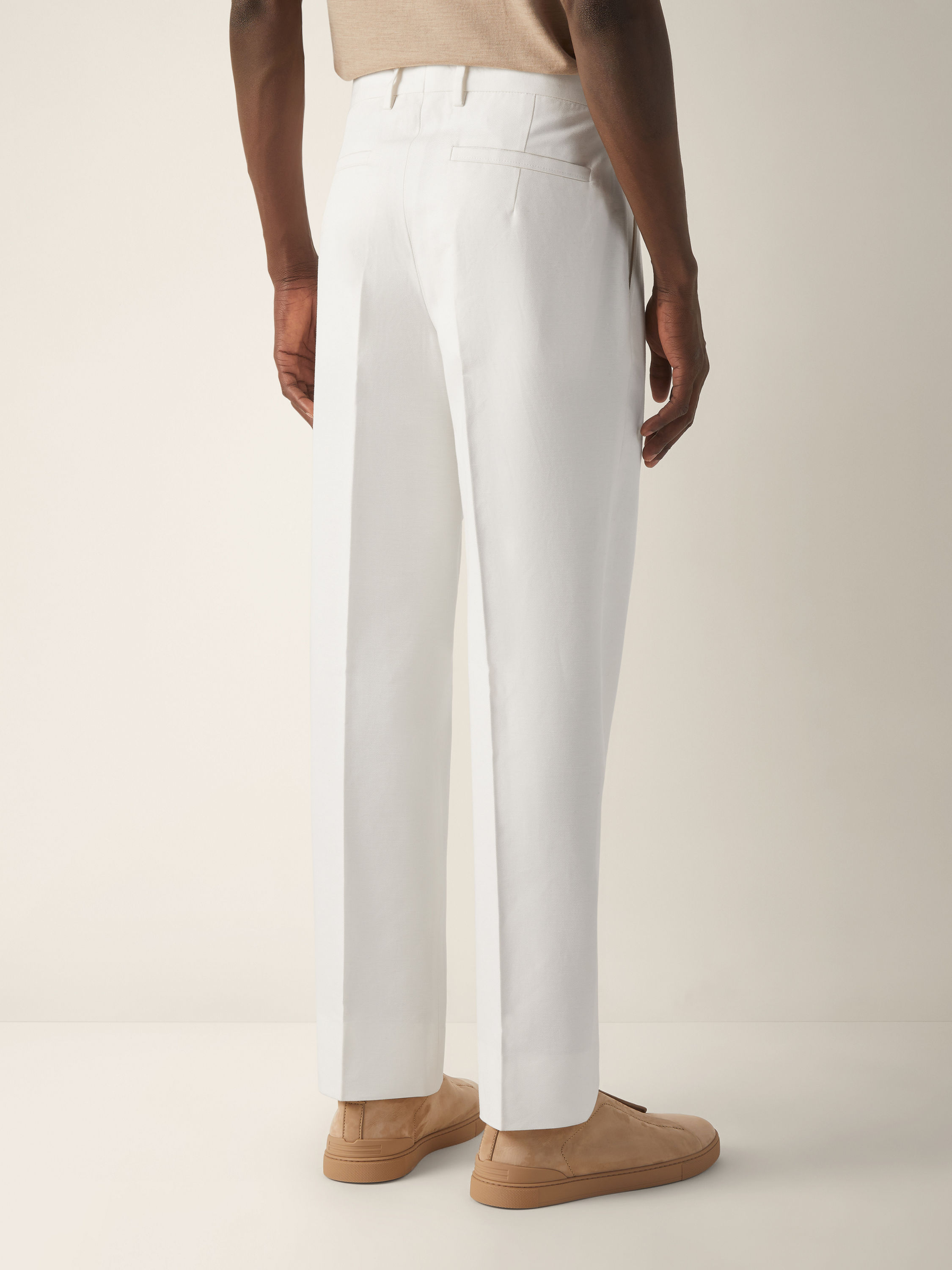 白色棉及亚麻长裤 产品细节图 #4