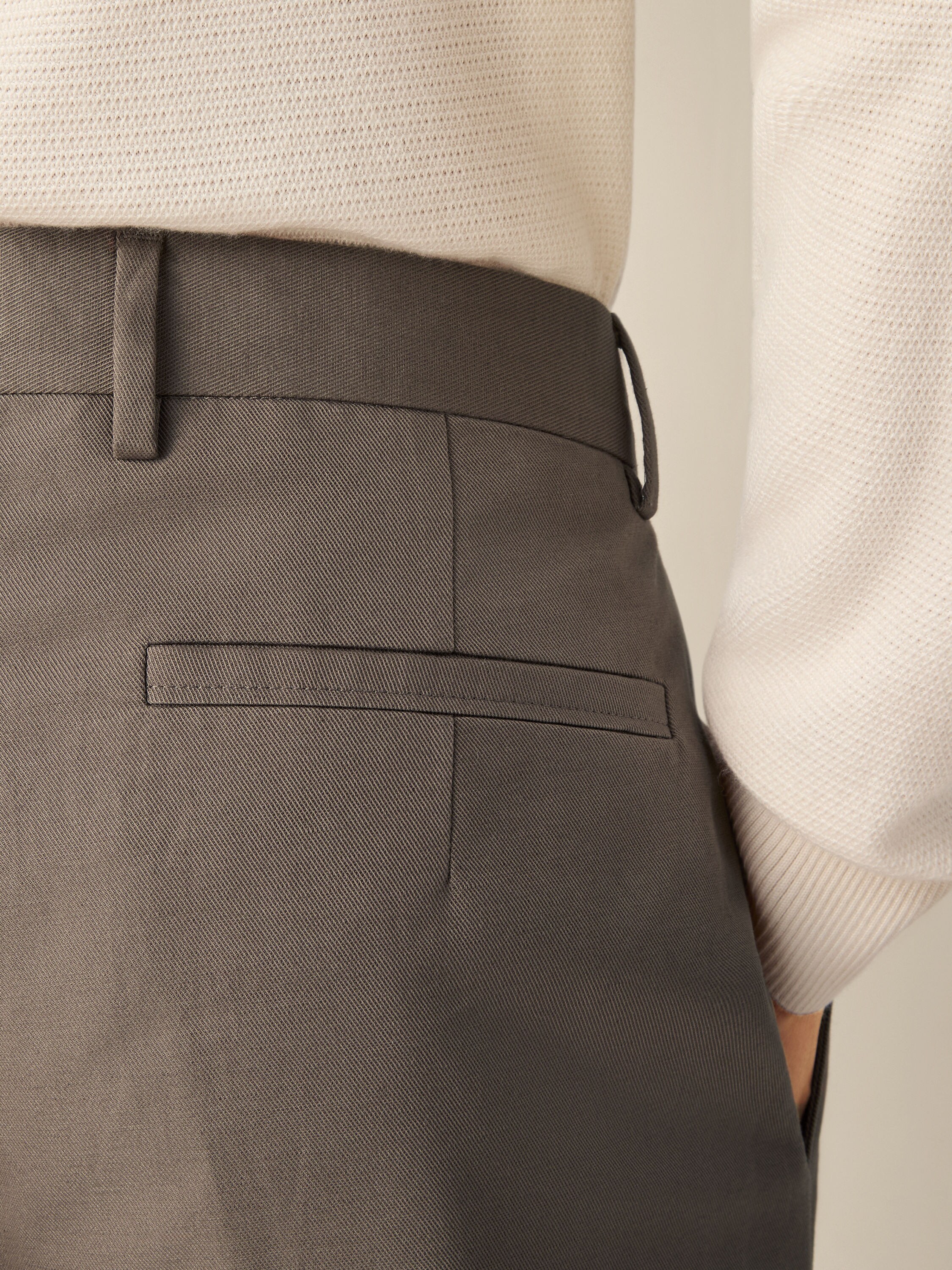 深灰褐色棉及亚麻长裤 产品细节图 #1