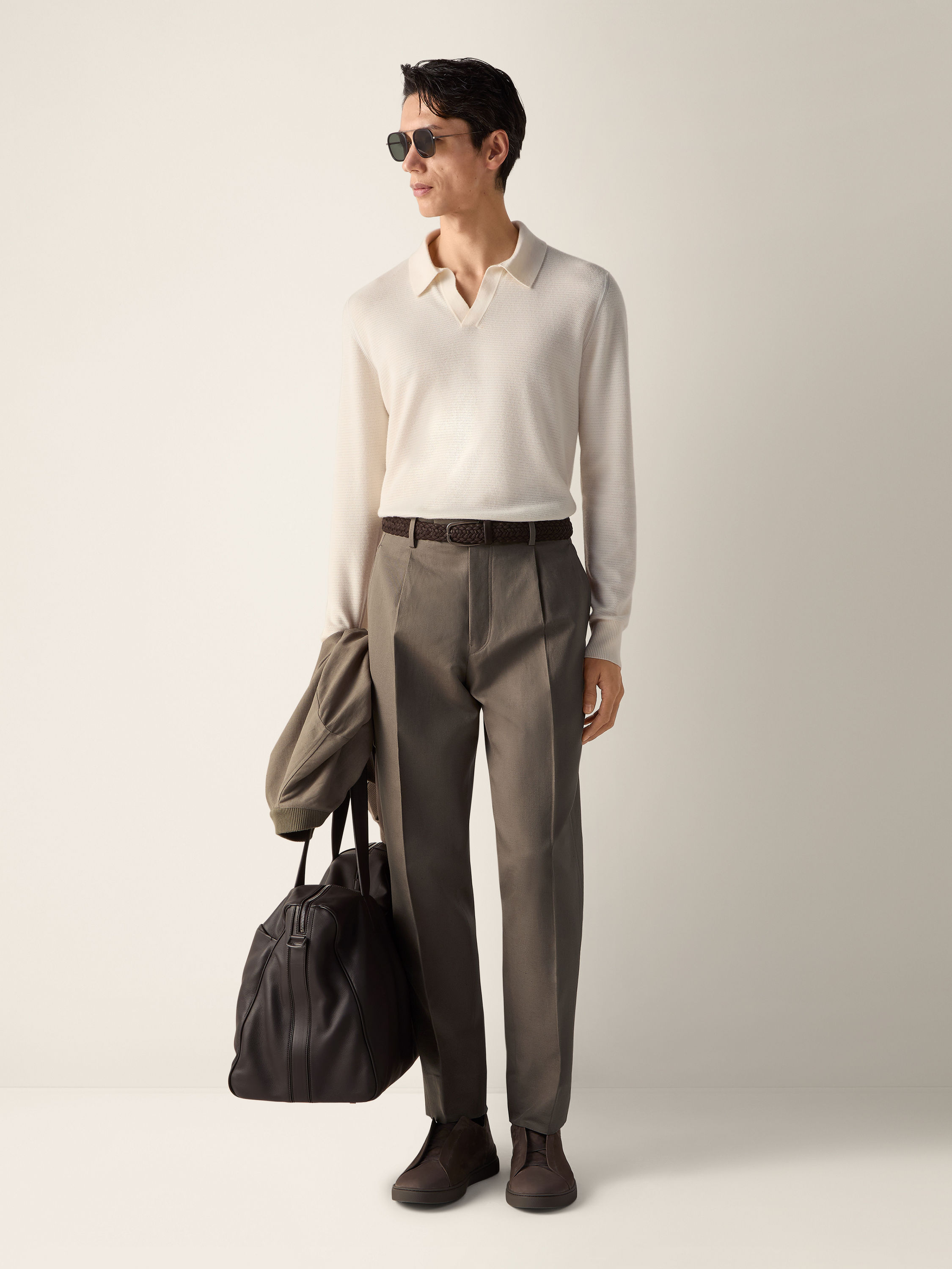 深灰褐色棉及亚麻长裤 产品细节图 #2