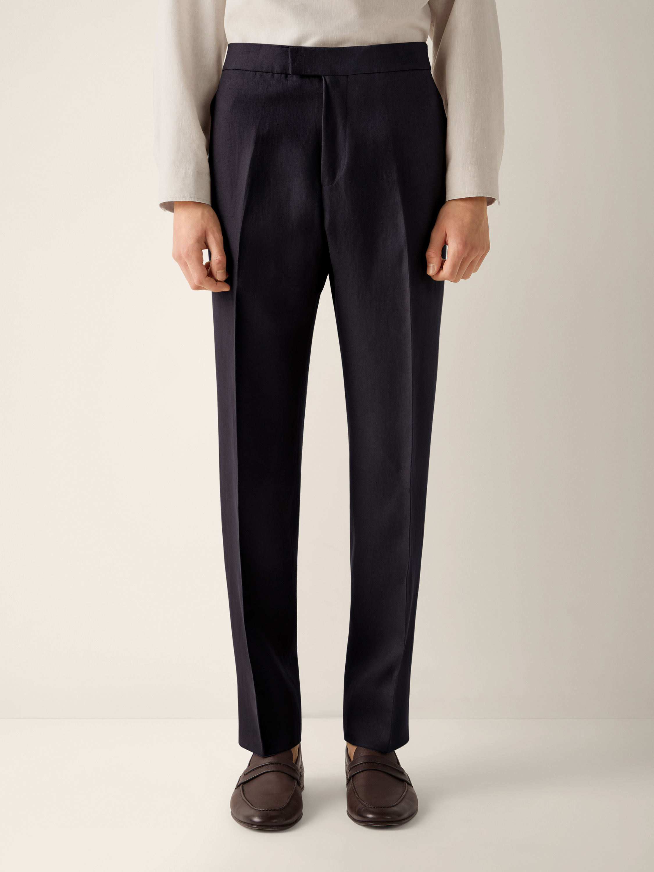 Navy Blue Oasi Lino Pants Product detail photo #3