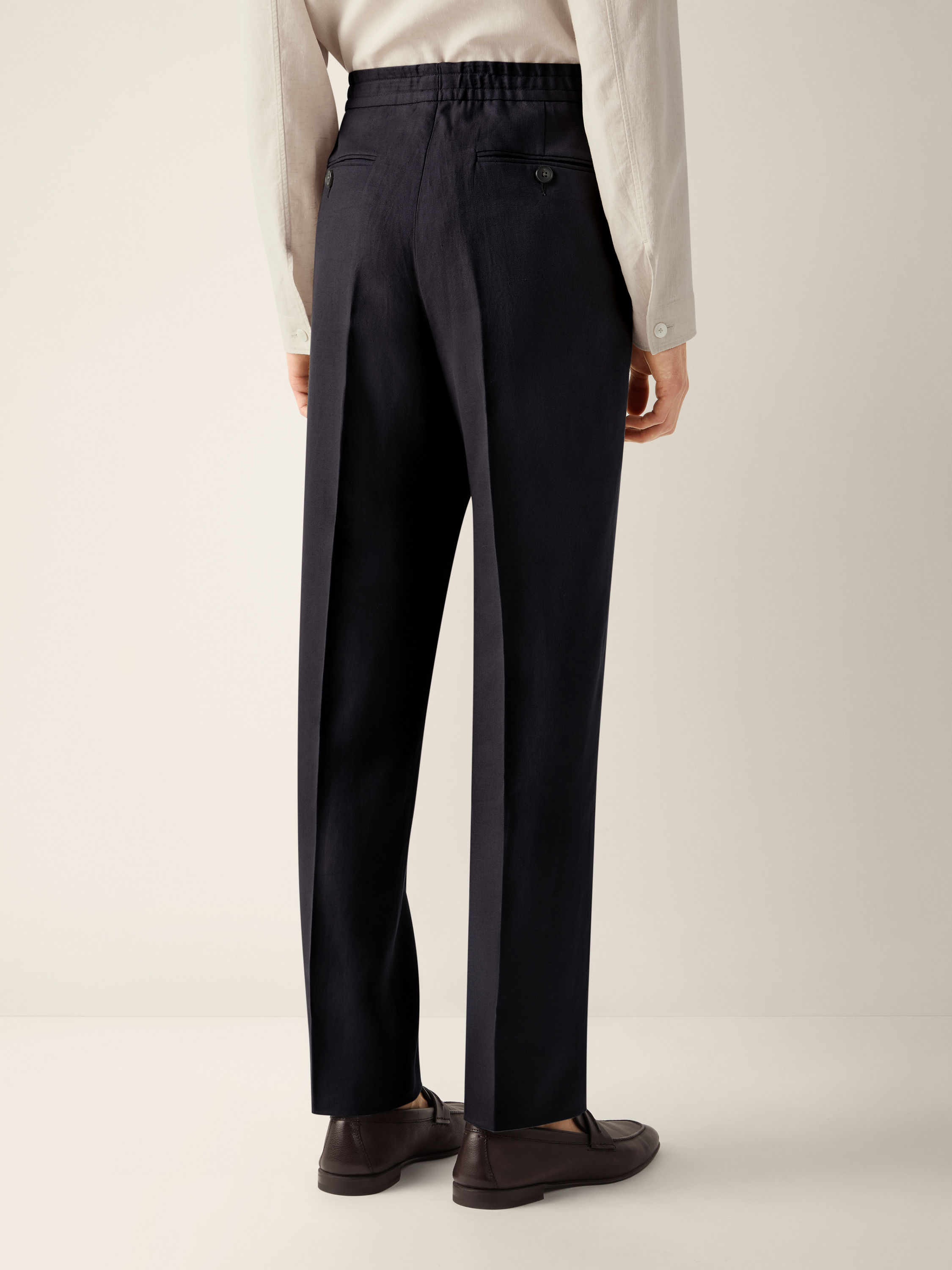 Navy Blue Oasi Lino Pants Product detail photo #4