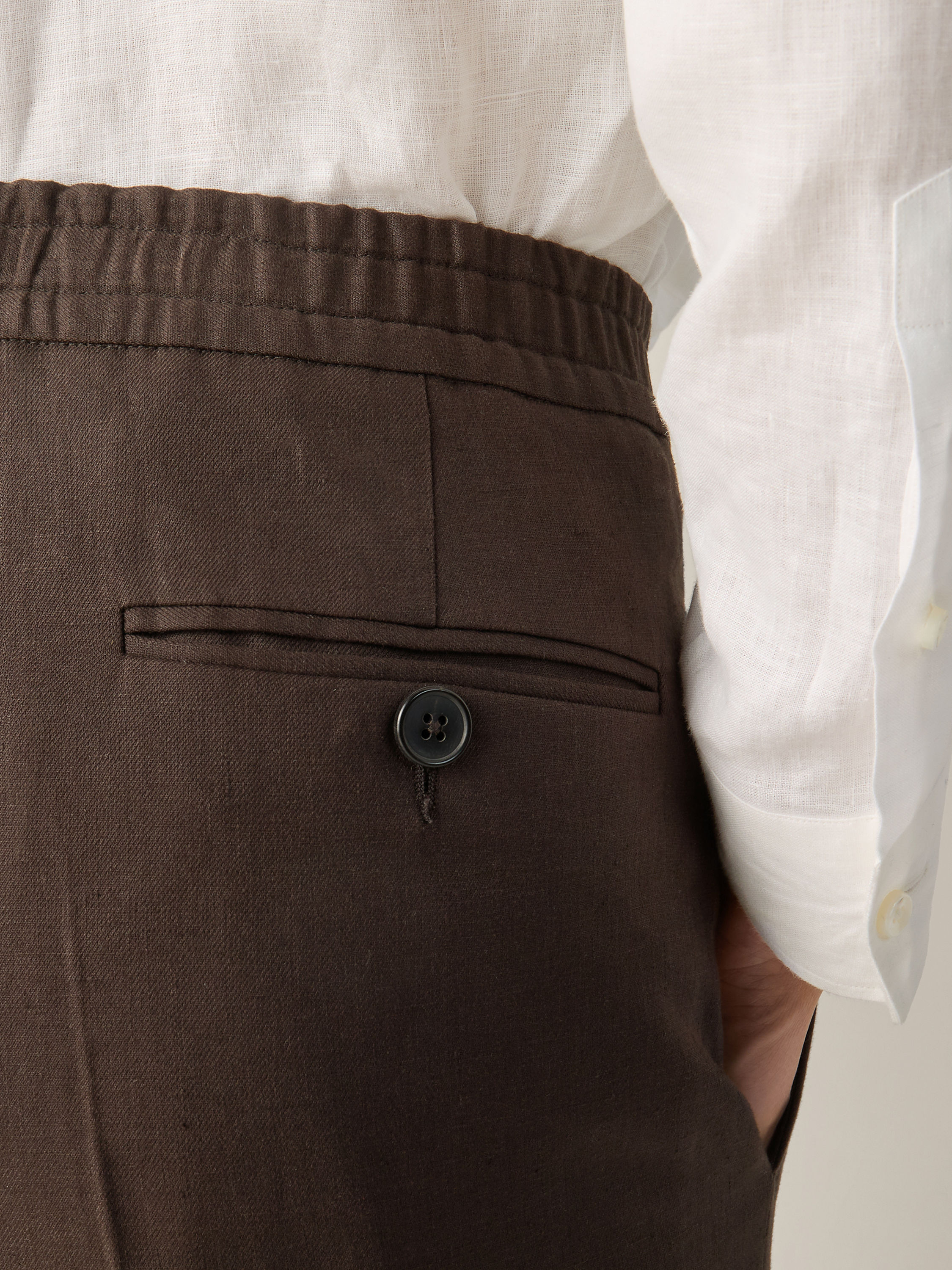 Dark Brown Oasi Lino Pants Product detail photo #1