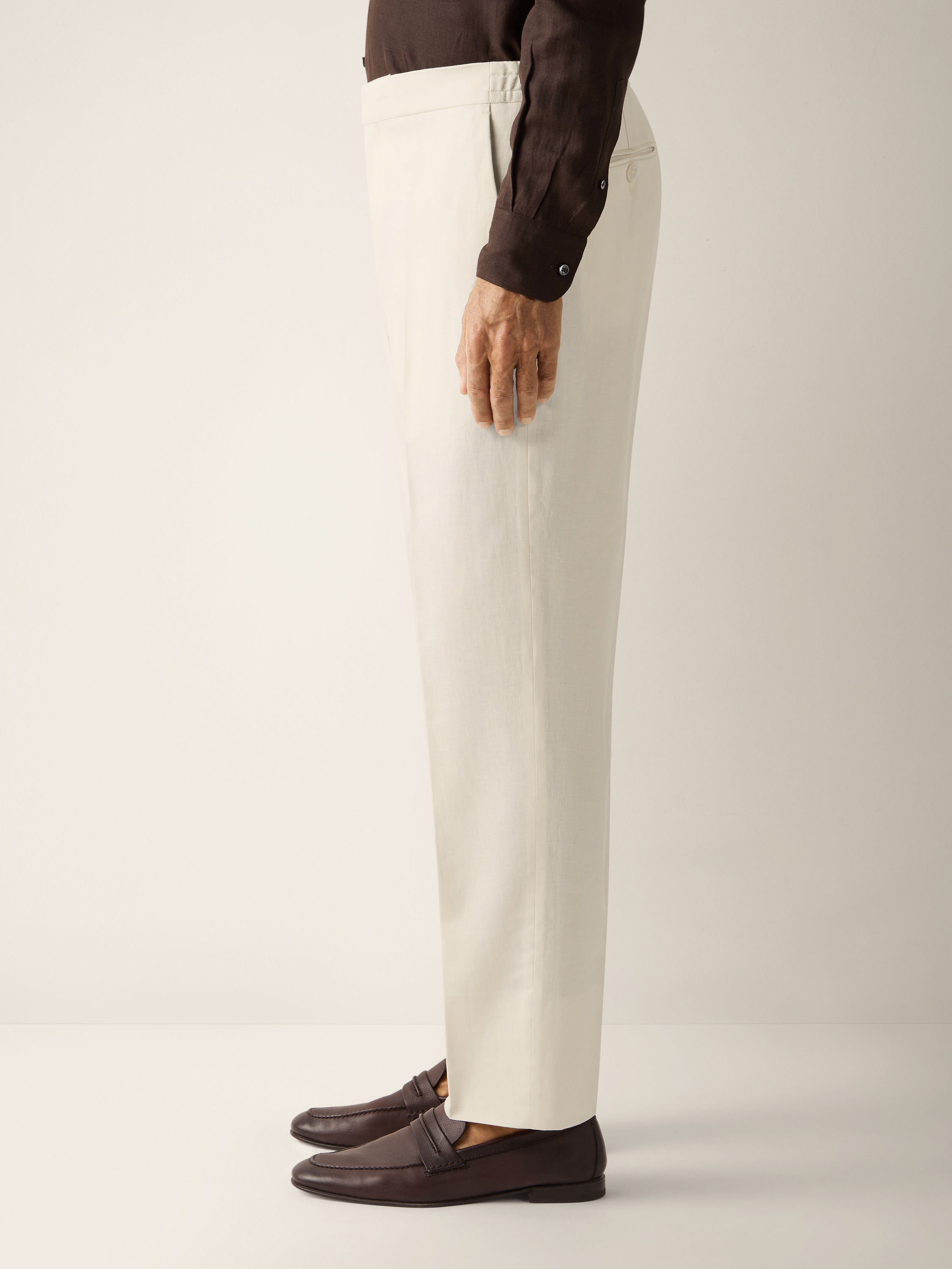 White Oasi Lino Pants Product detail photo #3