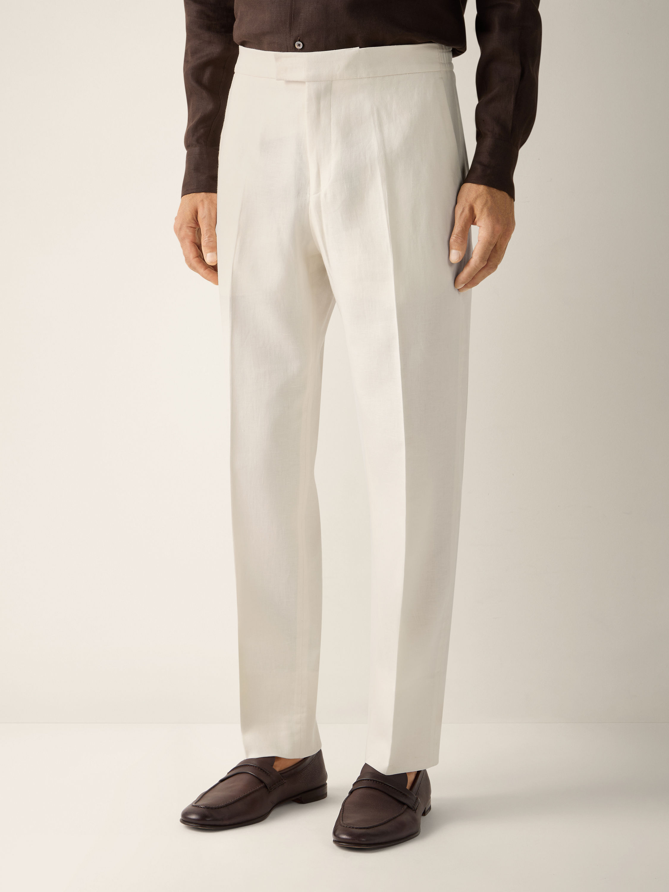 White Oasi Lino Pants Product detail photo #4