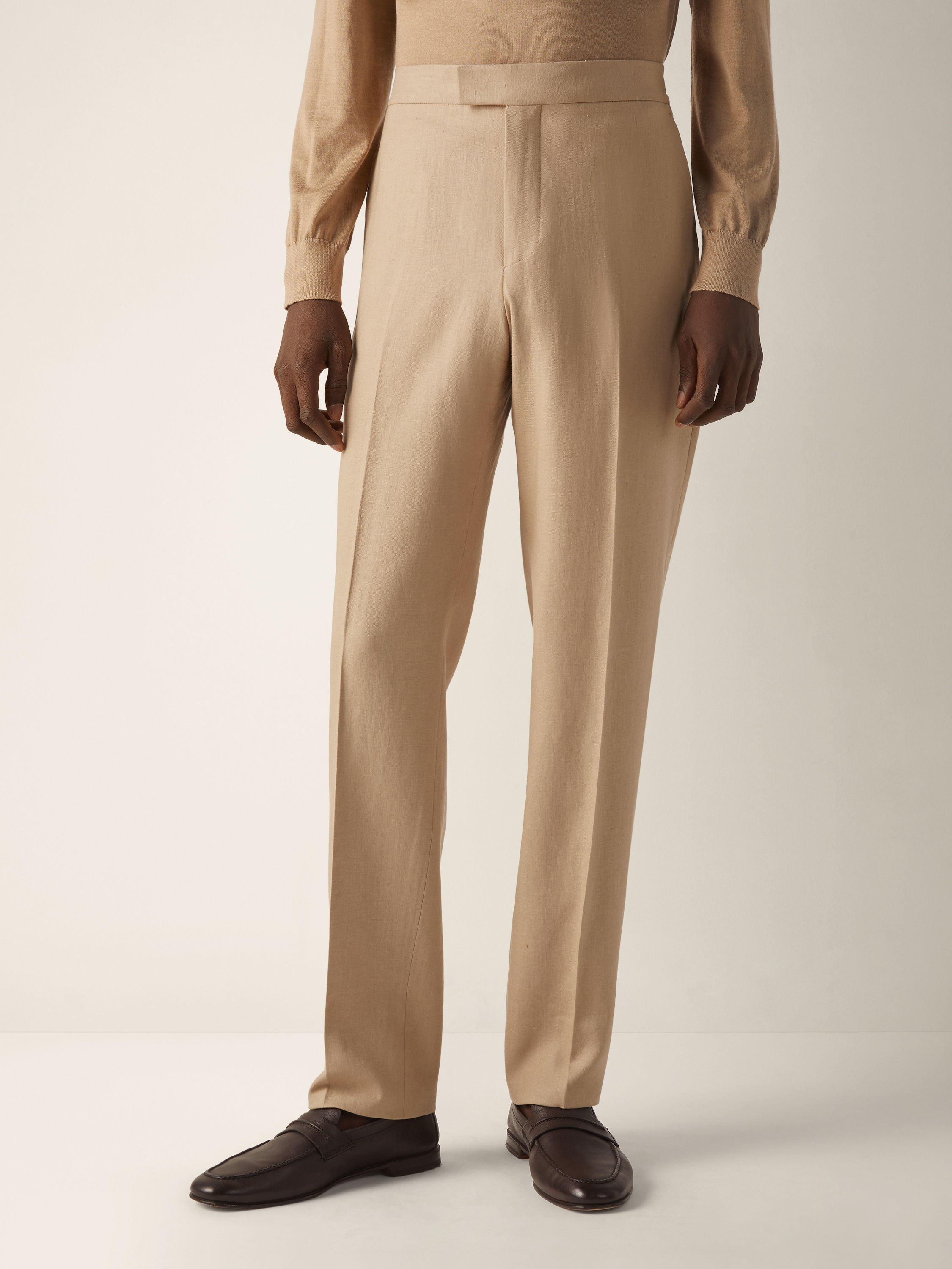 Beige Oasi Lino Pants Product detail photo #4